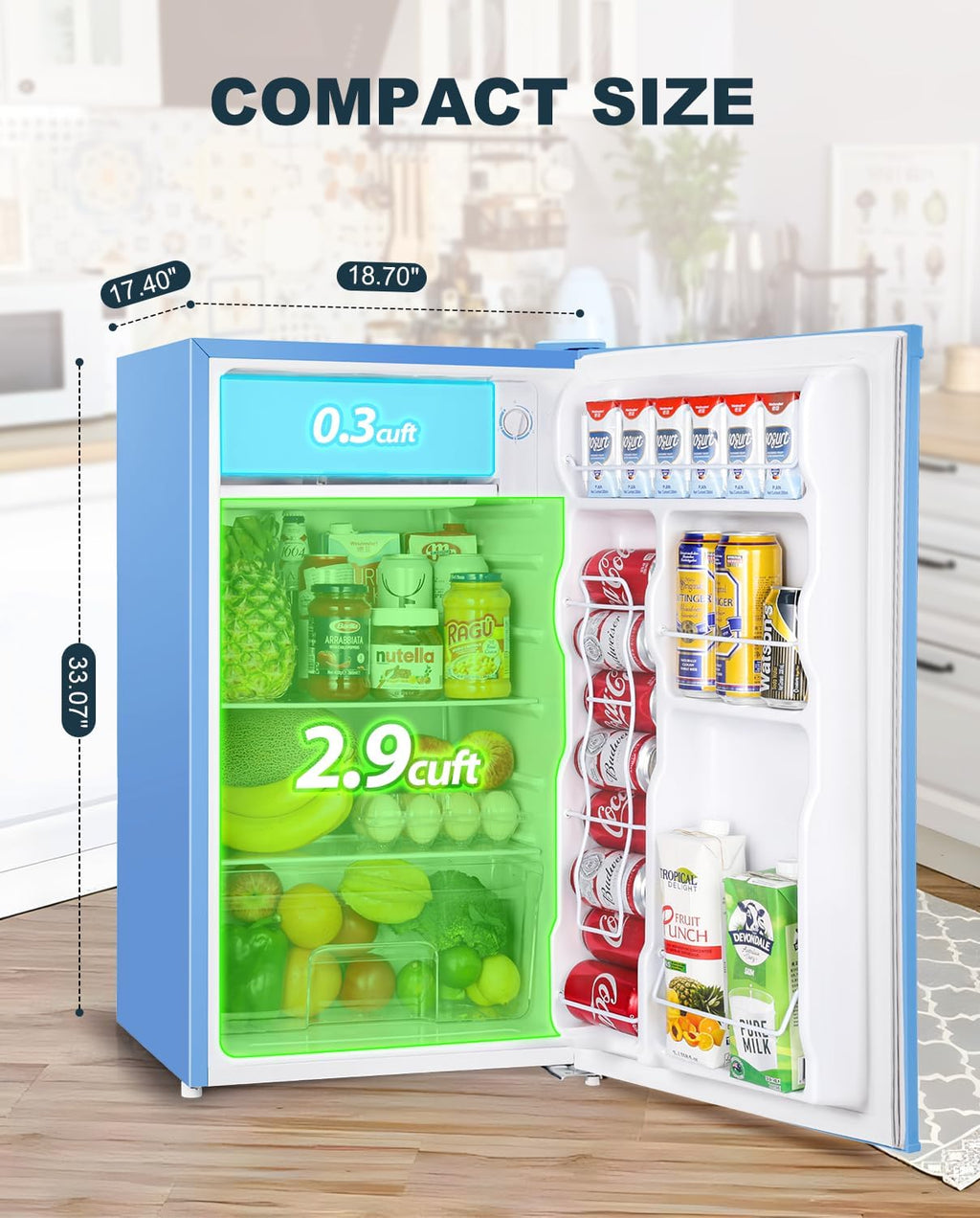Upstreman 3.2 Cu.Ft Mini Fridge with Freezer, Single Door Mini Fridge, Dorm Fridge, Adjustable Thermostat, Mini Refrigerator for Bedroom, Office, Dorm, Black-BR321 wourant