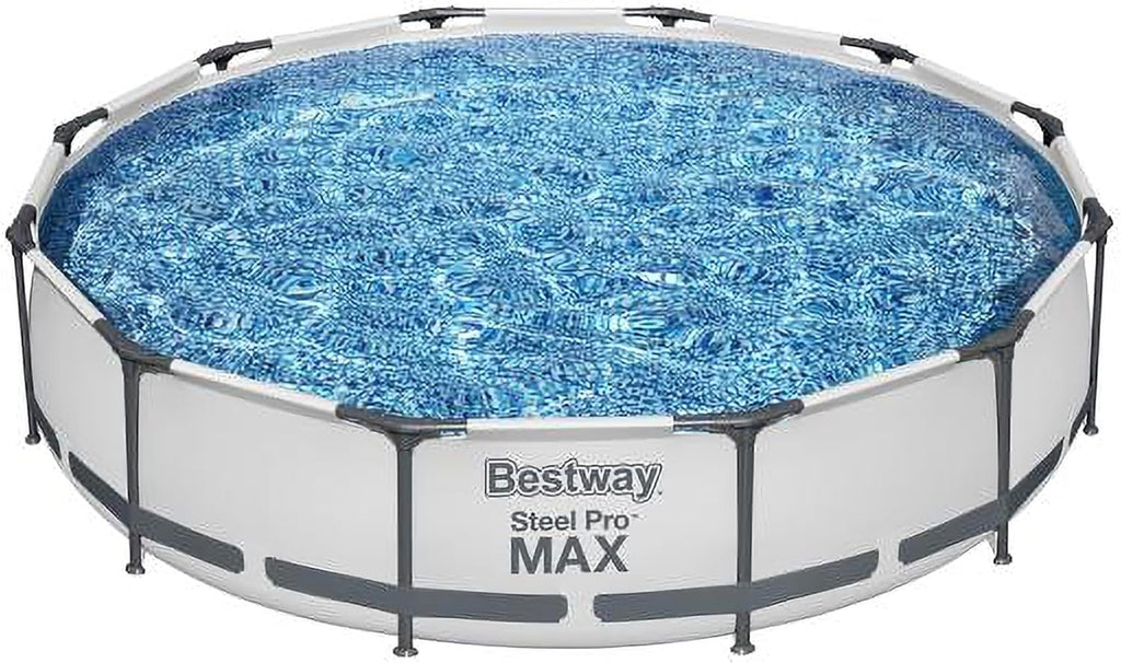 Steel Pro MAX 10 Foot x 30 Inch Round Metal Frame Above Ground Outdoor Backyard Swimming Pool Set with 330 GPH Filter Pump wourant