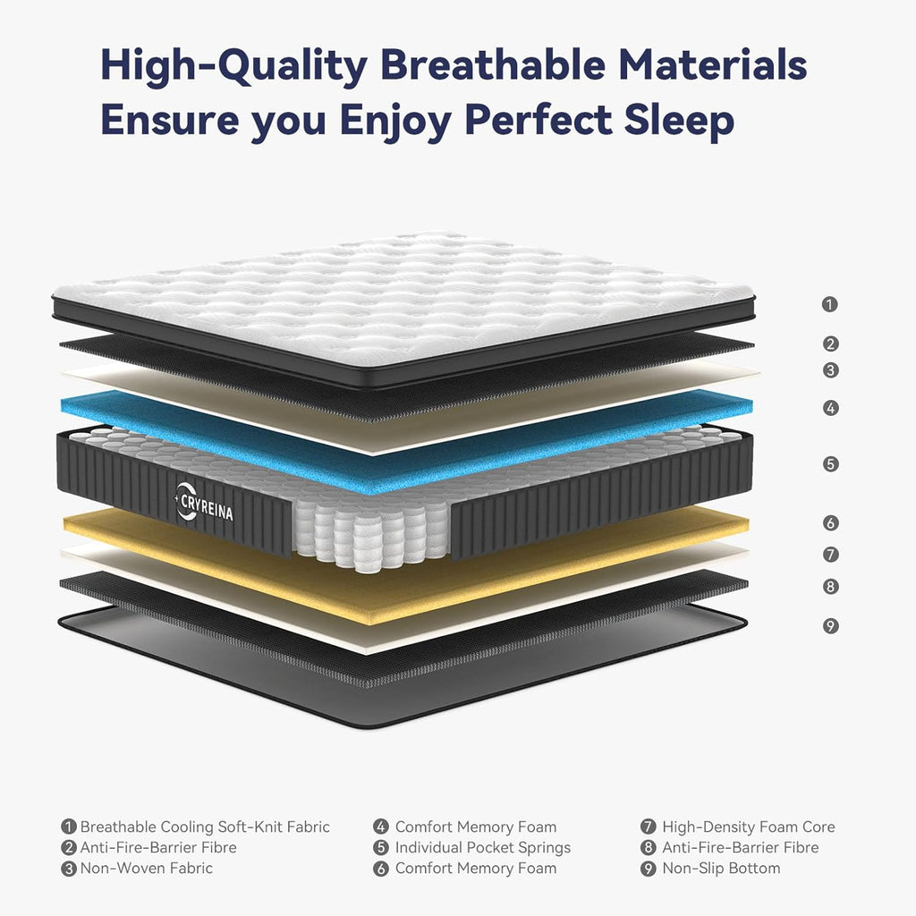 Queen Mattress, 12 Inch Queen Hybrid Mattress in a Box, Upgrade Individually Pocket Springs, Medium Firm, Pressure Relief, Breathable Comfort and Durable, CertiPUR-US Certified wourant