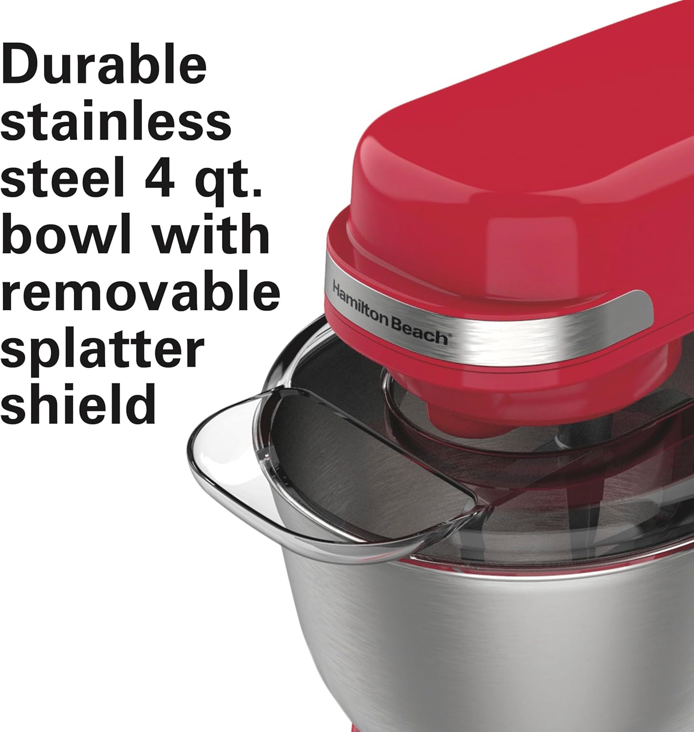 Hamilton Beach Electric Stand Mixer, 4 Quarts, Dough Hook, Flat Beater Attachments, Splash Guard 7 Speeds with Whisk, Black wourant