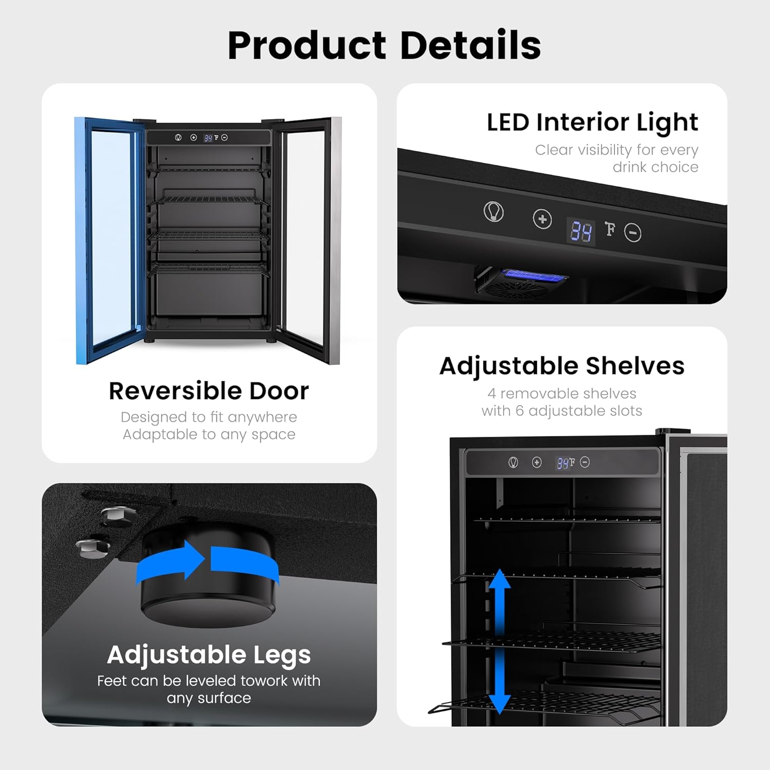 Beverage Refrigerator Cooler - 126 Can Mini Fridge Glass Door for Drinks Soda Beer Wine - Small Refrigerator for Office Bedroom Home Bar, 4 Adjustable Shelves, 3.2 Cu.Ft, Silver wourant