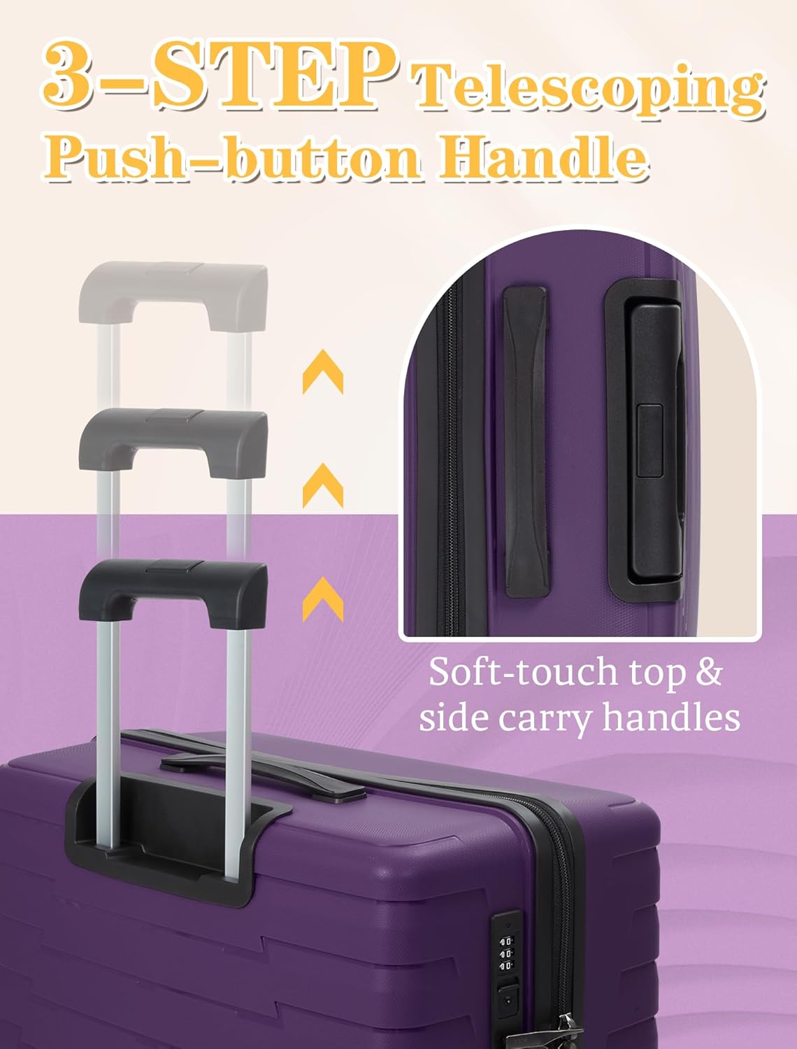 5-piece luggage set with wheels, ABS hardshell suitcase with spinner wheels wourant