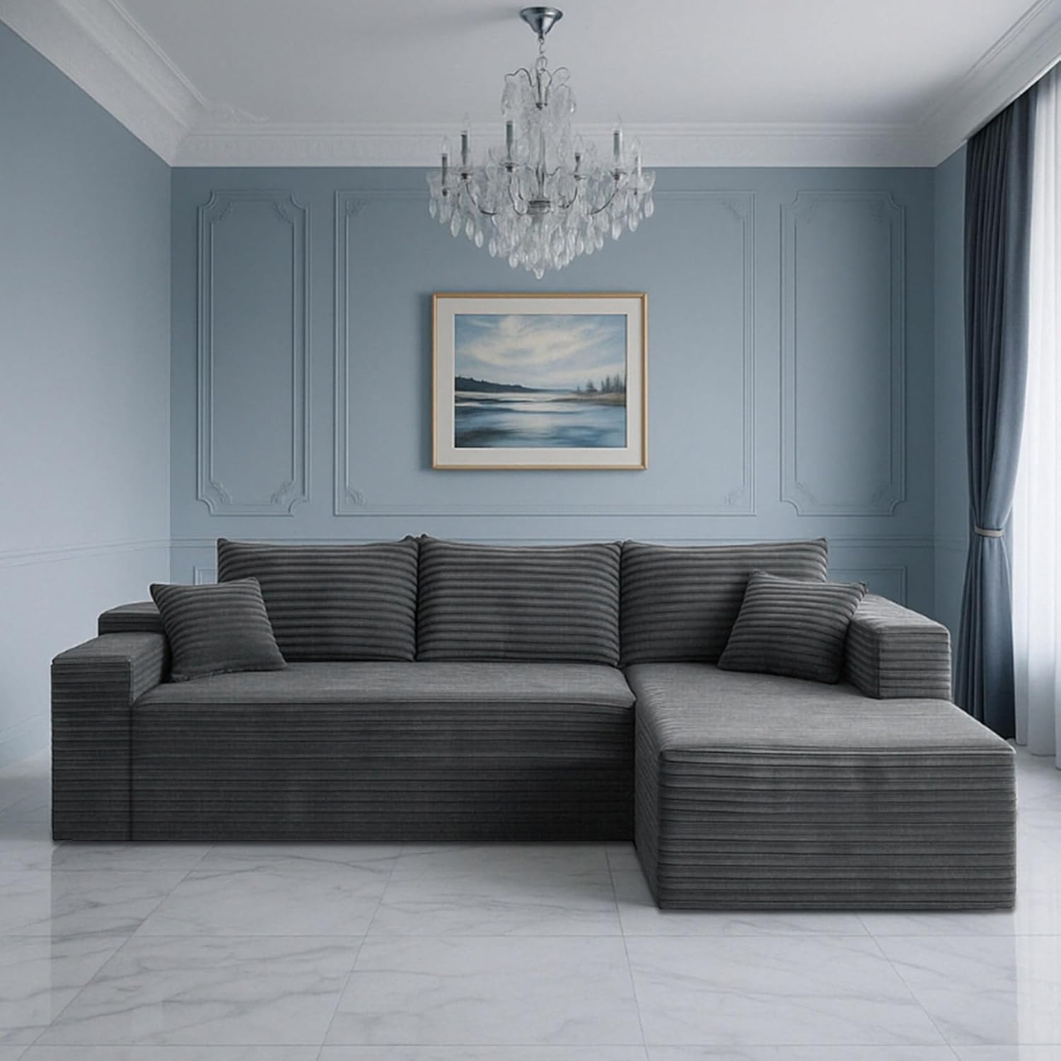 Cloud section sofa and L-shaped recliner modern modular sofa with deep seats wourant