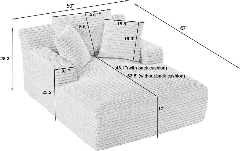 50-inch indoor recliner, oversized corduroy upholstered boneless sofa bed, deep sleeper sofa reading chair, cloud sofa, living room sofa wourant