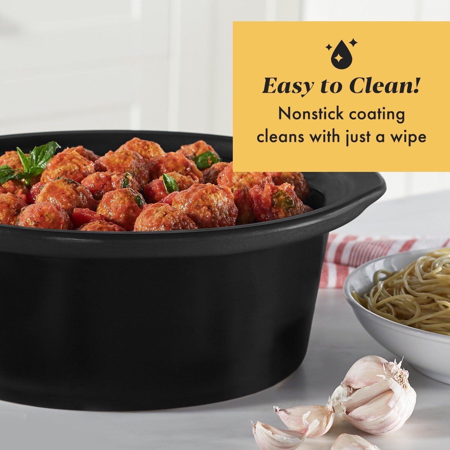 Large 8-Quart Programmable Slow Cooker with Auto Warm Setting Black Stainless Steel wourant