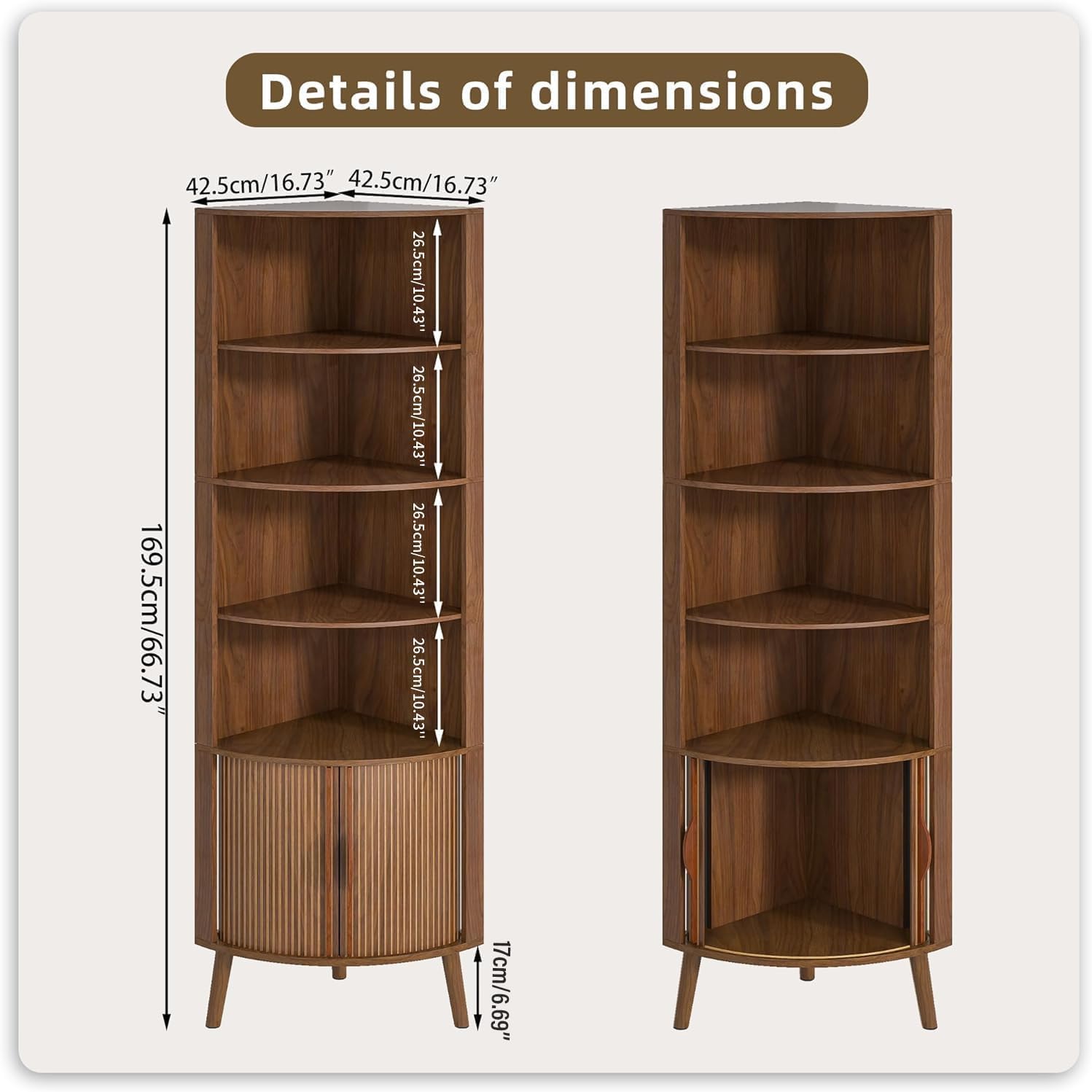 Corner Cabinet, 66.73'' Tall Modern Corner Bathroom Storage Cabinet wourant