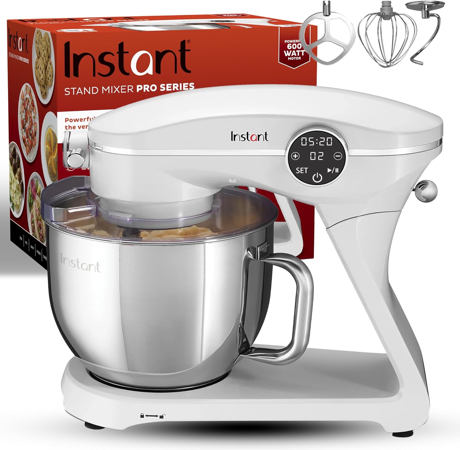 Instant Pot Instant Stand Mixer Pro 600W 10-Speed Electric Mixer with Digital Interface,7.4-Qt Stainless Steel Bowl,Dishwasher Safe Whisk,Dough Hook and Mixing Paddle wourant