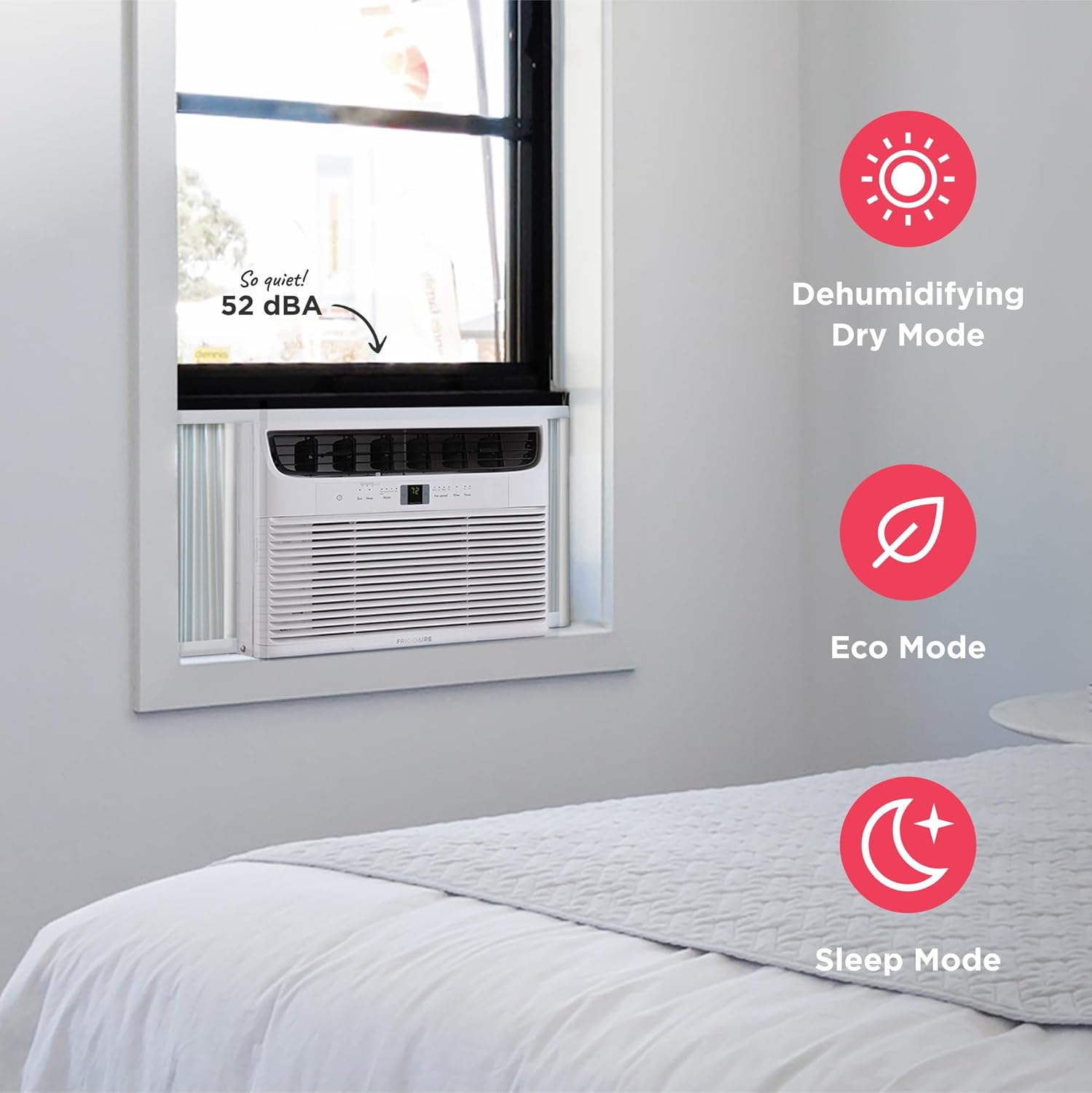 Frigidaire 5,000 BTU Window Air Conditioner with Remote Control, Cools Up to 150 Sq. Ft., Quiet Operation, Eco Mode, 3 Fan Speeds, Auto Restart, White wourant