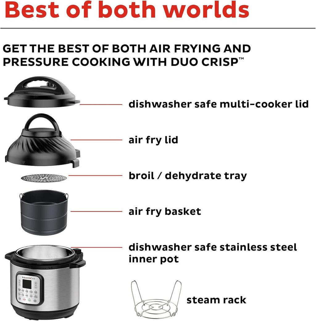 Instant Pot Duo Crisp 11-in-1 Air Fryer and Electric Pressure Cooker Combo with Multicooker Lids that Air Fries wourant
