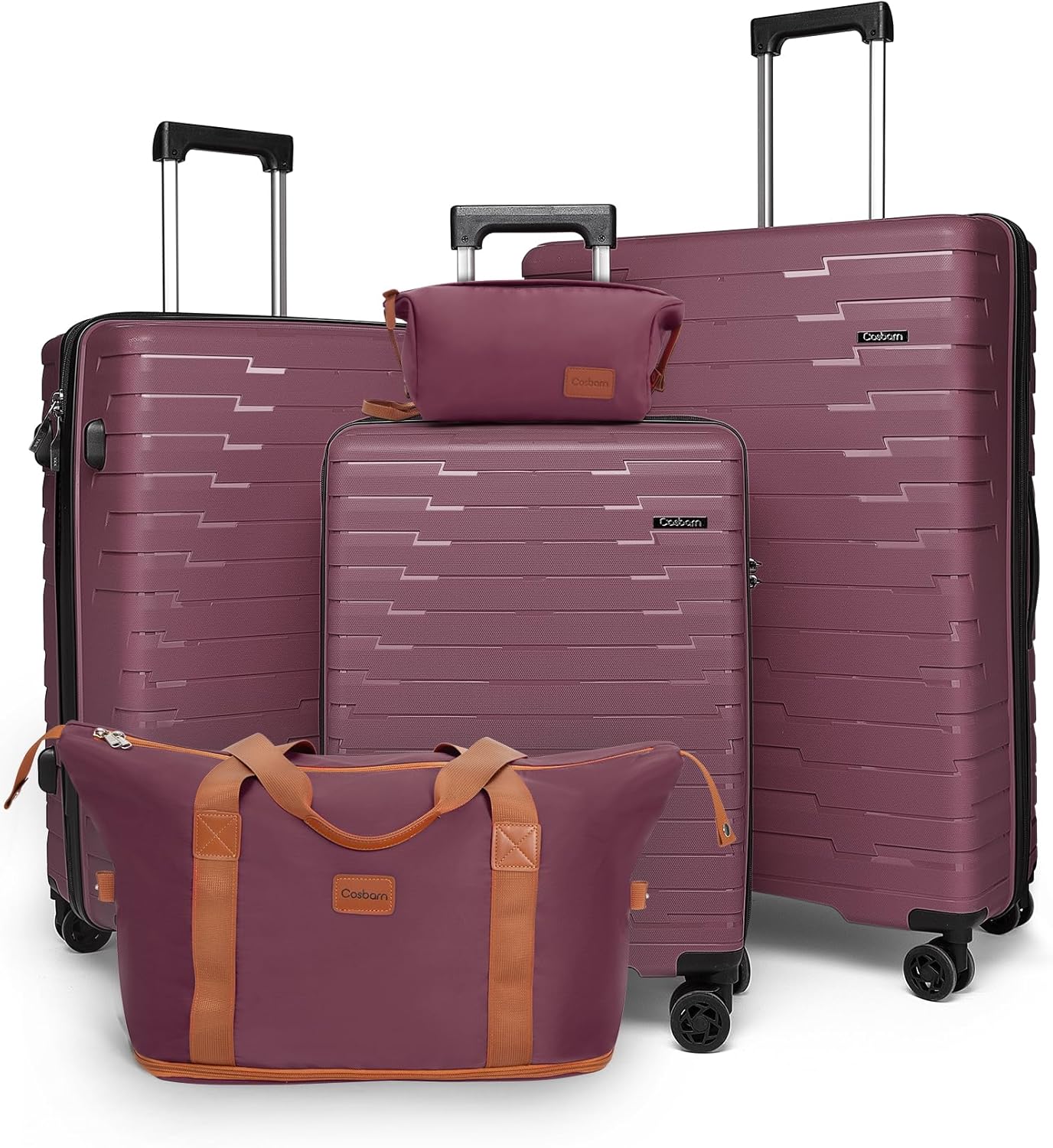 5-piece luggage set with wheels, ABS hardshell suitcase with spinner wheels wourant