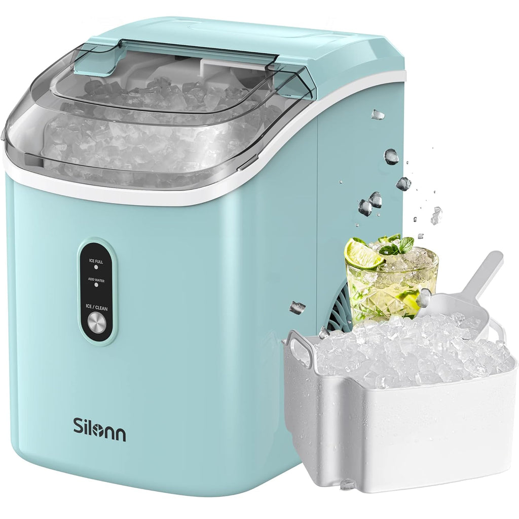 Nugget Ice Maker Countertop, Silonn Chewable Pellet Ice Machine with Self-Cleanin Function, 33lbs/24H Portable Ice Makers for Home Kitchen Officce, Black wourant