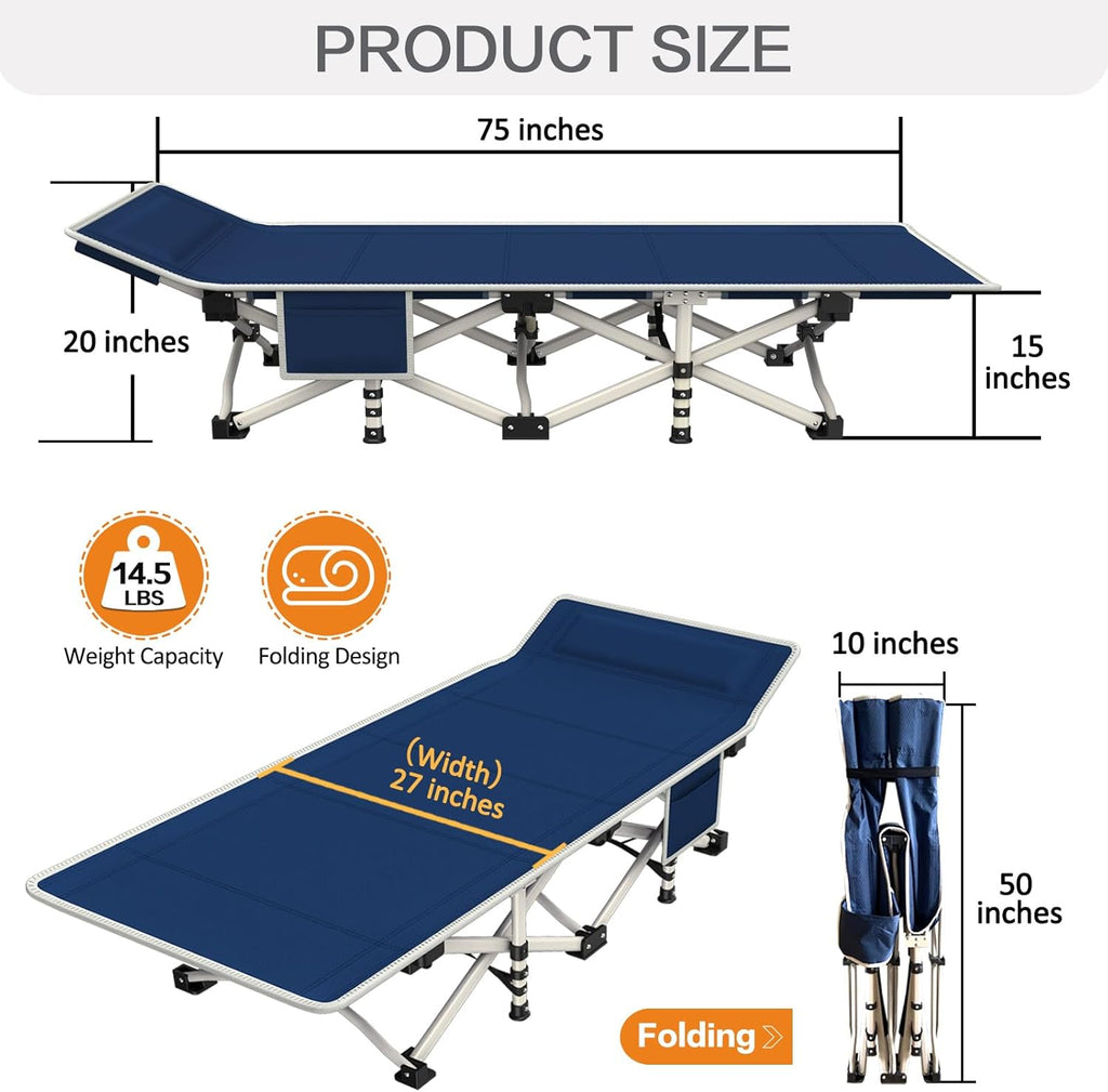 2 Pack Camping Cot with Mattress Comfortable Sleeping Cot Camping Cots for Adults 2 Person Folding Cot Heavy Duty Cots for Sleeping with Carry Bag Outdoor Indoor Home Vacation wourant