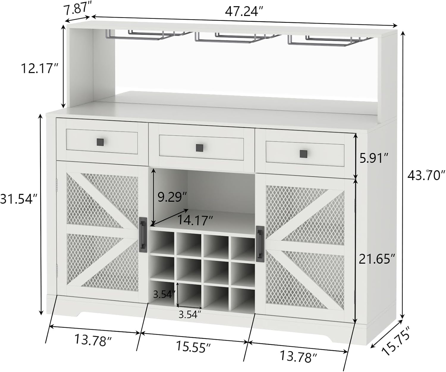 Wine Bar Cabinet with LED Light, Liquor Cabinet with Glass Holder, Coffee Bar for Liquor, Storage Buffet with Wine Racks, Wine Cabinet wourant