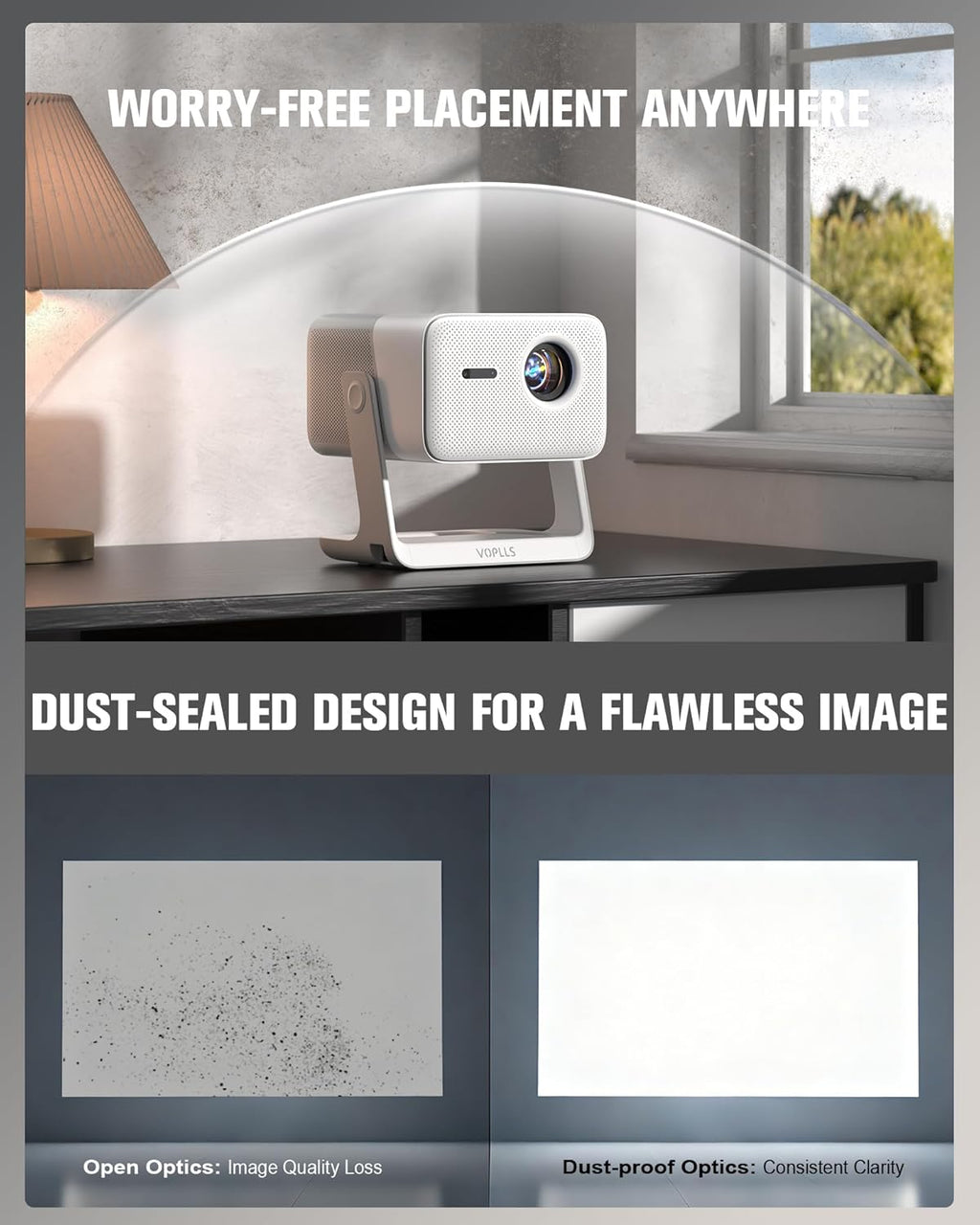 Smart Projector with WiFi and Bluetooth, VOPLLS Outdoor Projectors with Dolby/Auto Focus wourant