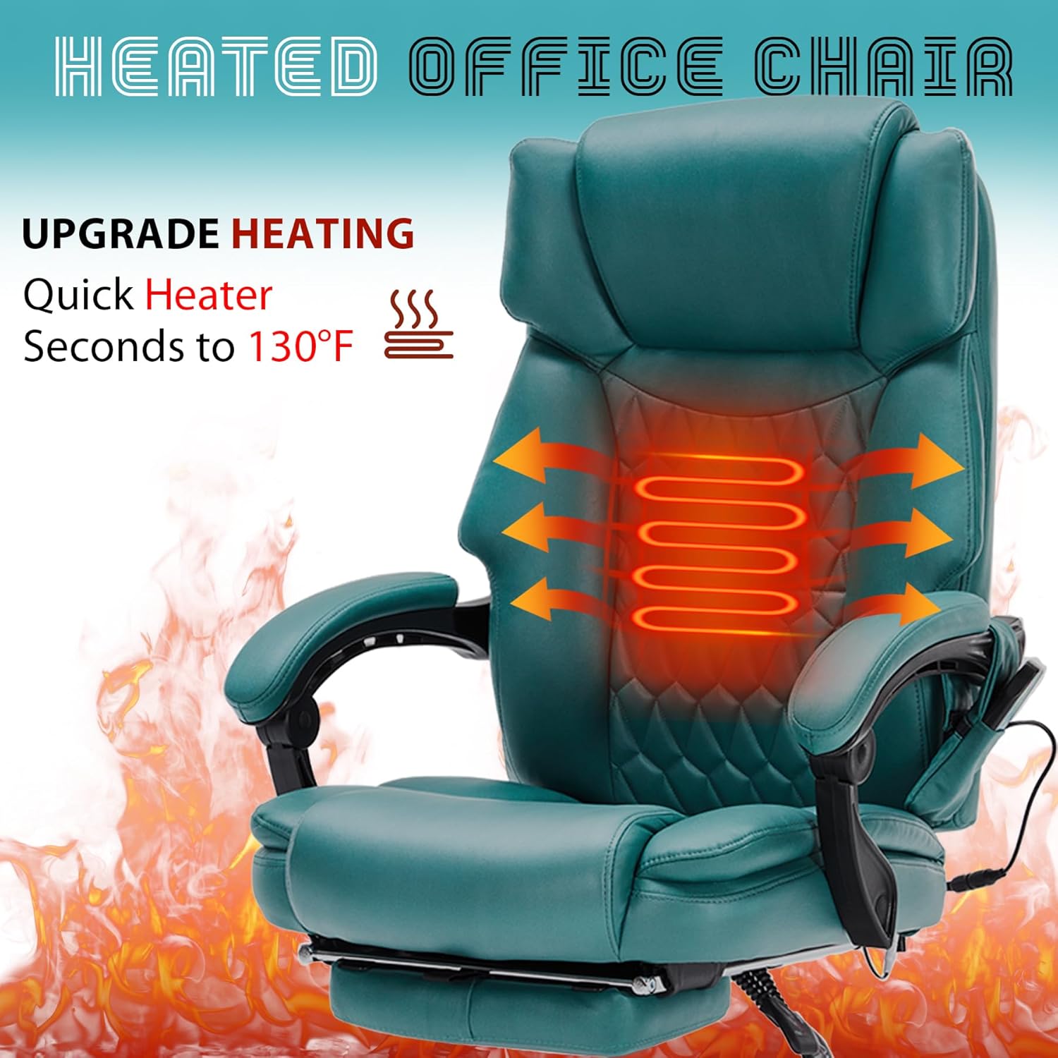 Massage Office Chair with Footrest 6 Point Vibration and Heating Home Executive Office Desk Chair wourant
