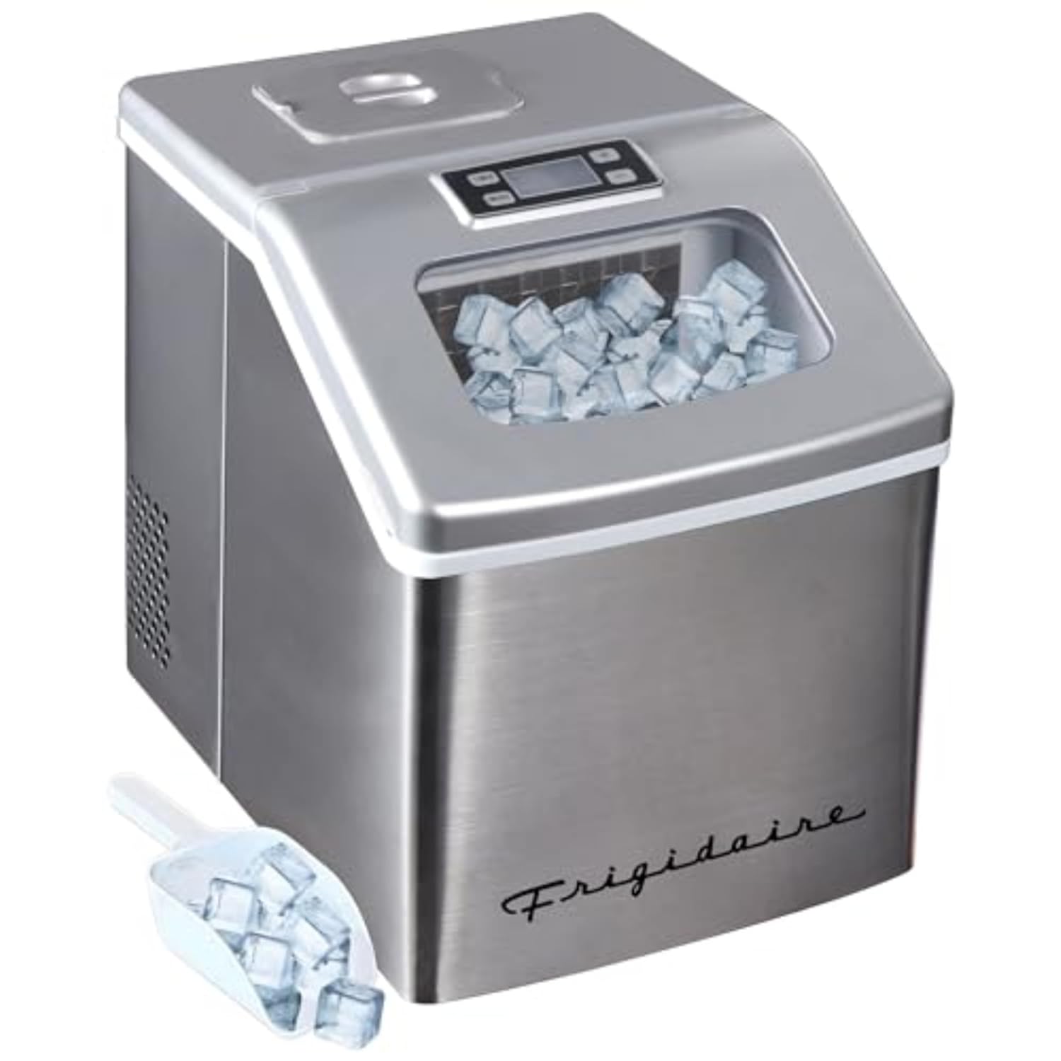 FRIGIDAIRE EFIC452-SS 40 Lbs Extra Large Clear Maker, Stainless Steel, Makes Square Ice woonhhop