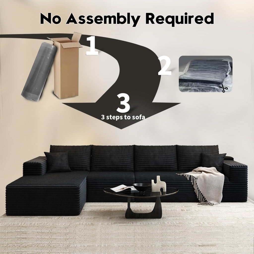 107.5" Cloud Modular Sectional Sofa Couch with L-Shape Chaise,Modern Minimalist Upholstered Couches wourant