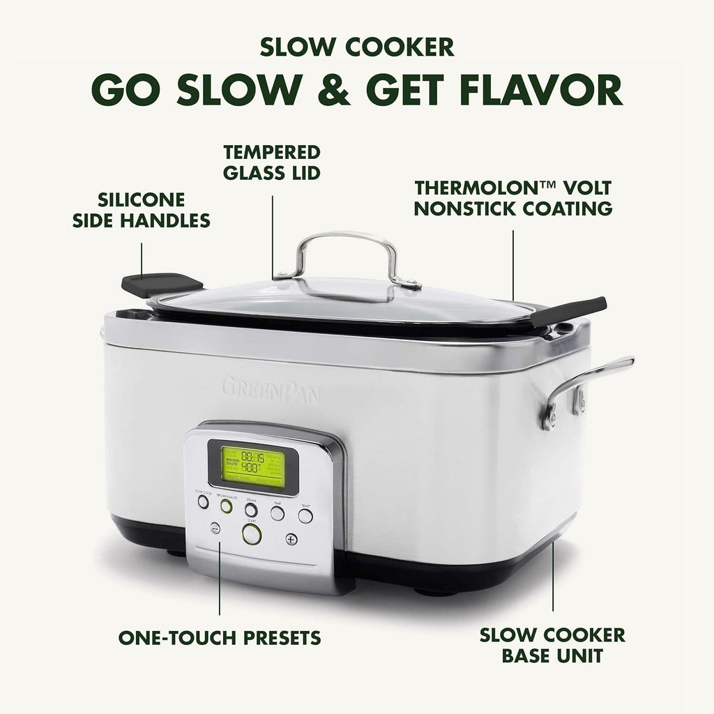 8-in-1 Programmable 6QT Electric Slow Cooker with Dishwasher-Safe Lid and Removable Base wourant