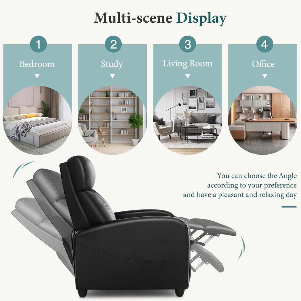 DUMOS Recliner Chair for Adults, Massage Reclining Chair for Living Room, Adjustable Home Theater Seating Single Sofa with Padded Seat Backrest and Footrest, Linen, Grey wourant