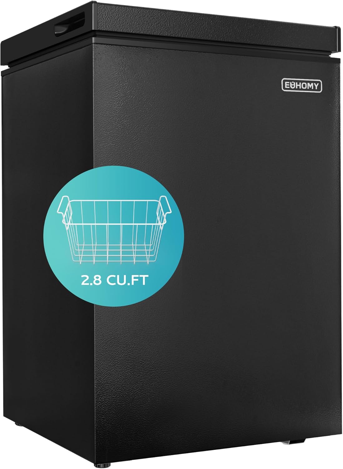 EUHOMY 3.5 Cu.Ft Chest Freezer with Removable Basket, Small Deep Freezer Adjustable 7 Thermostat, Quiet Mini Freezer Free-Standing Top Door, Energy Saving for Apartment/Garage/Basement/Dorm/Home,Black wourant