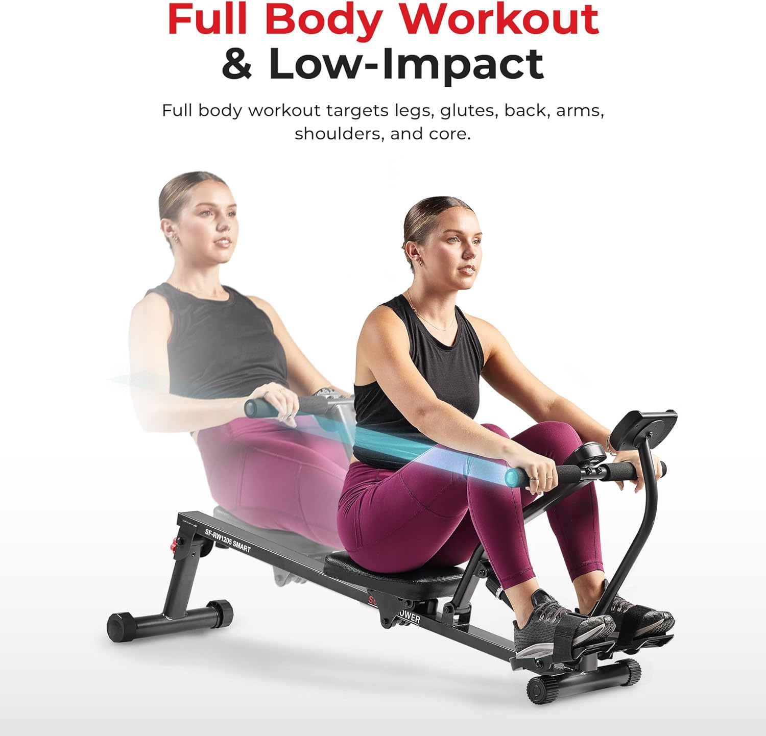 Sunny Health & Fitness Compact Adjustable Rowing Machine with 12 Levels of Resistance for Complete Body Workouts and Optional Free SunnyFit App Enhanced Connectivity wourant