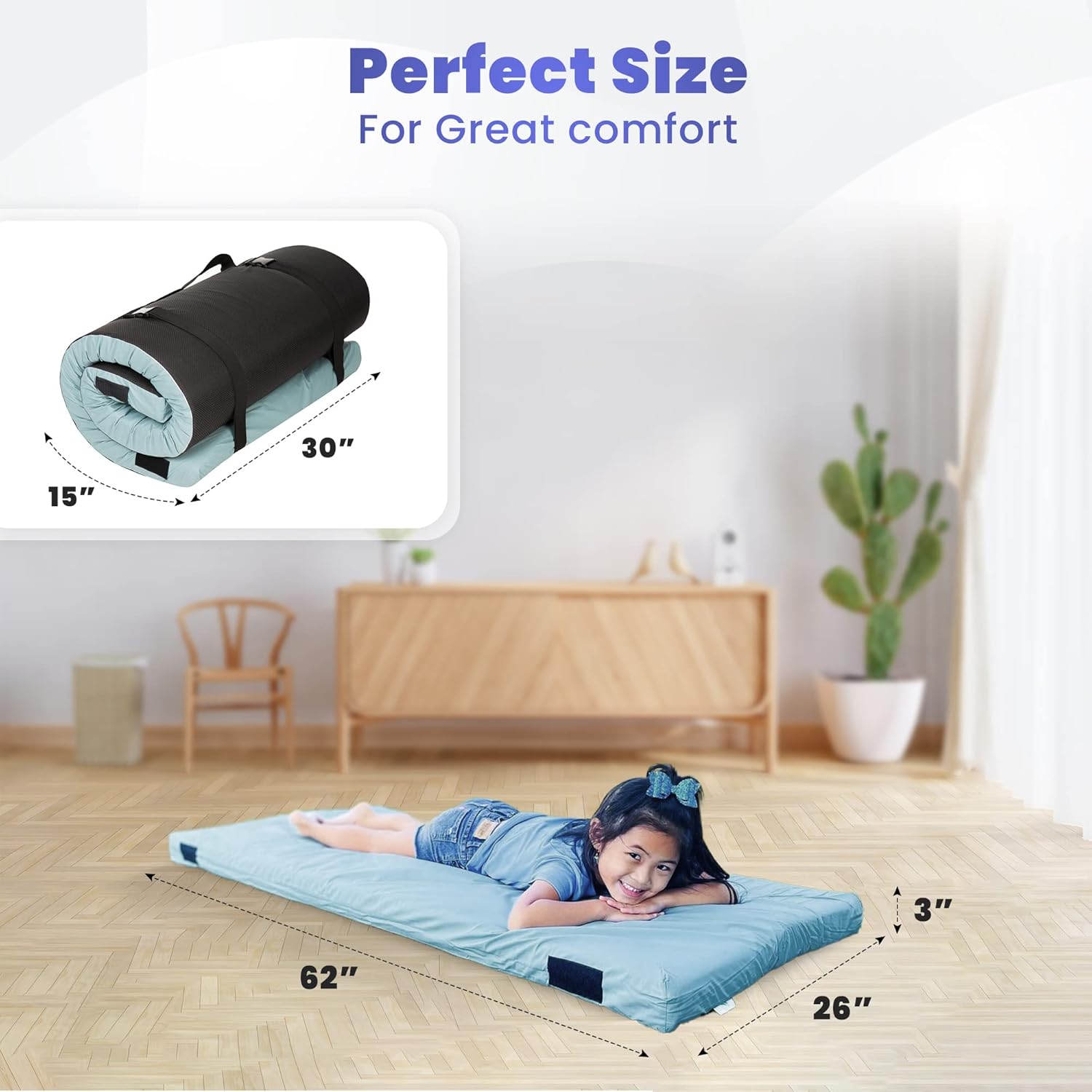 Matrix Comfort-Cell Memory Foam Camping Mattress Pad, Portable Foam Sleeping Pad for Camping, Roll up Sleeping Mat for Adults Floor Mattress Guest Floor Bed for Sleepover, Car, Tent SUV Cot Mattress wourant