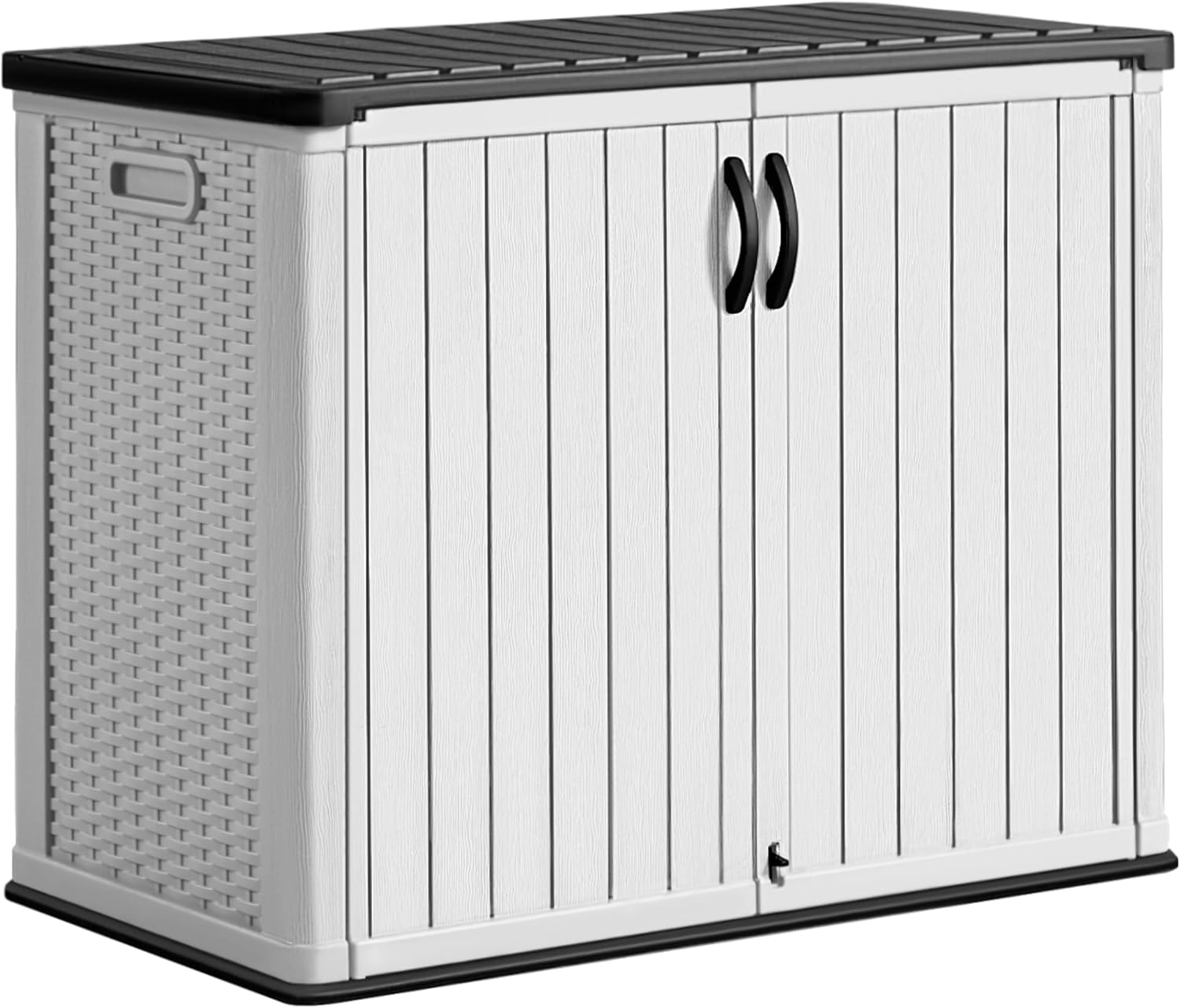 Greesum Outdoor Horizontal Storage Shed 27 Cu.ft Resin Large Storage Box for Garden Patio wourant