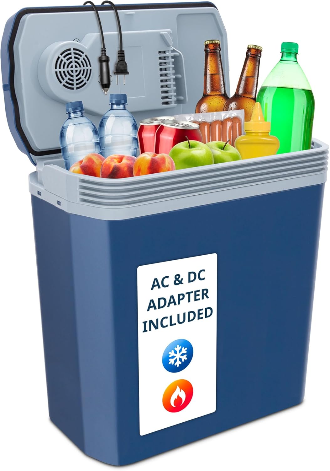 Electric Cooler & Warmer with Handle | 24 L Portable Thermoelectric Fridge for Vehicles & Trucks| 110V AC Home Power Cord & 12V Car Adapter for Camping wourant