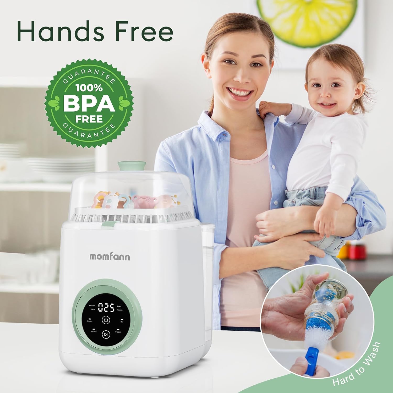 Baby Bottle Washer-19 Min Rapid Wash, Sterilizer and Dryer, All-in-One Cleaner, Bottles, Pump Parts & Baby Essentials wourant