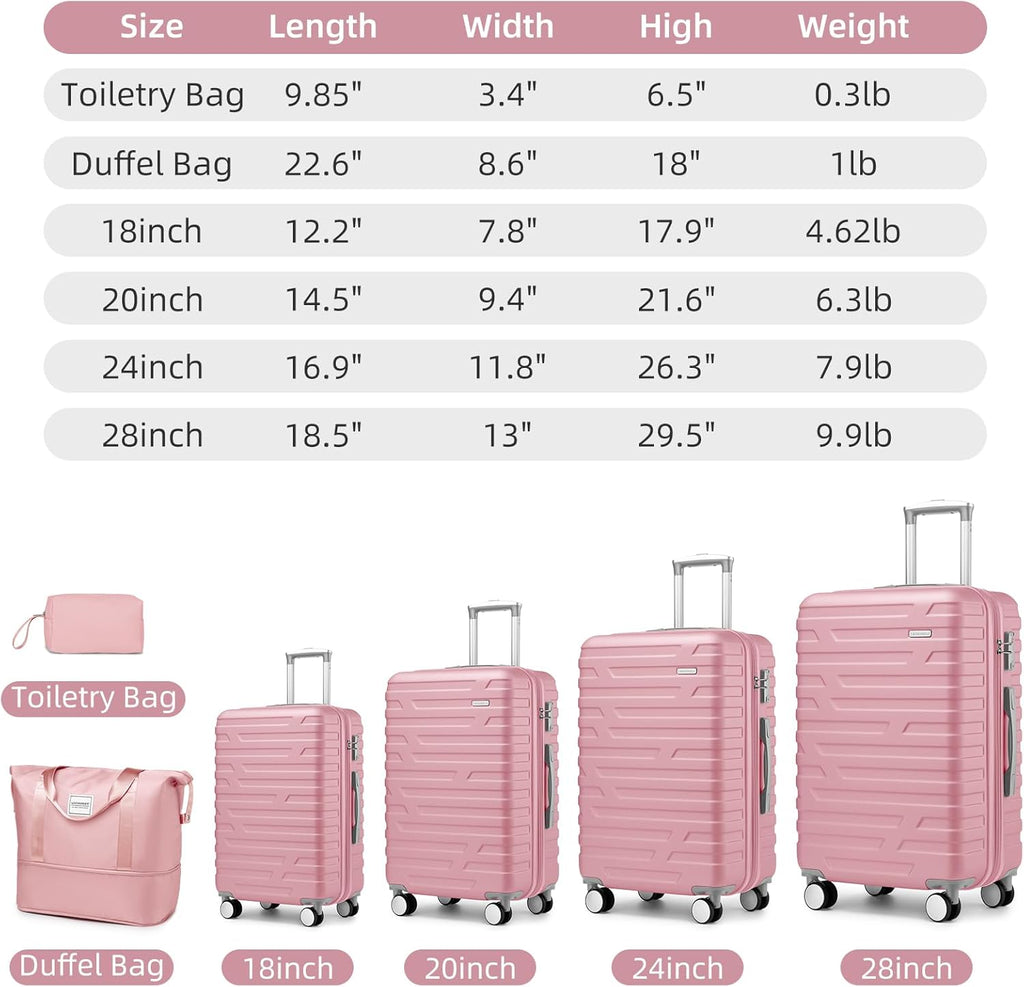 Luggage 6-piece hardshell expandable suitcase lightweight travel carry-on luggage set wourant