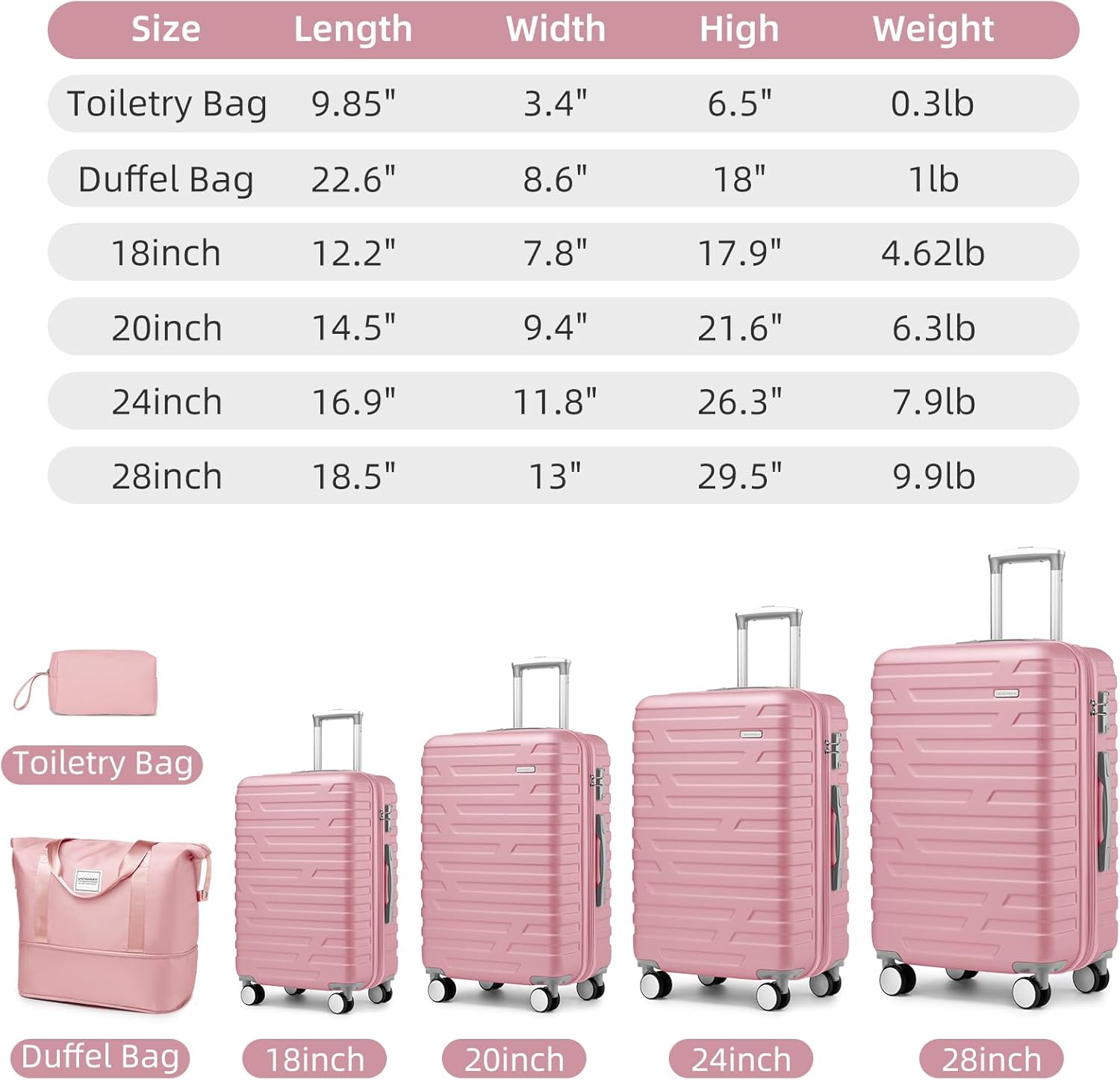 Luggage 6-piece hardshell expandable suitcase lightweight travel carry-on luggage set wourant