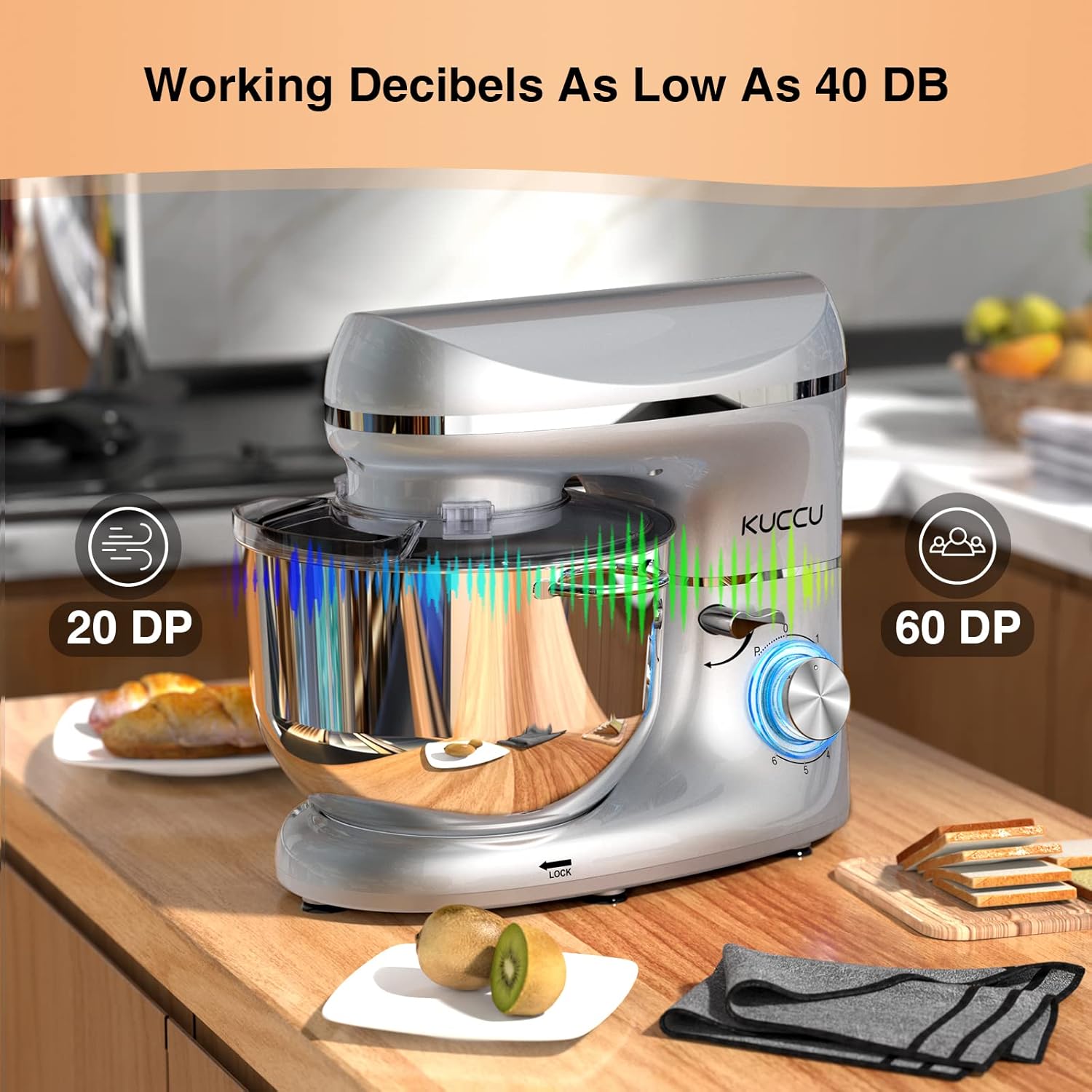 Stand Mixer 6.5 Qt 660W 6-Speed Tilt-Head Food Dough Mixer, Kitchen Electric Mixer with Stainless Steel Bowl,Dough Hook,Whisk, Beater, Egg white separator wourant