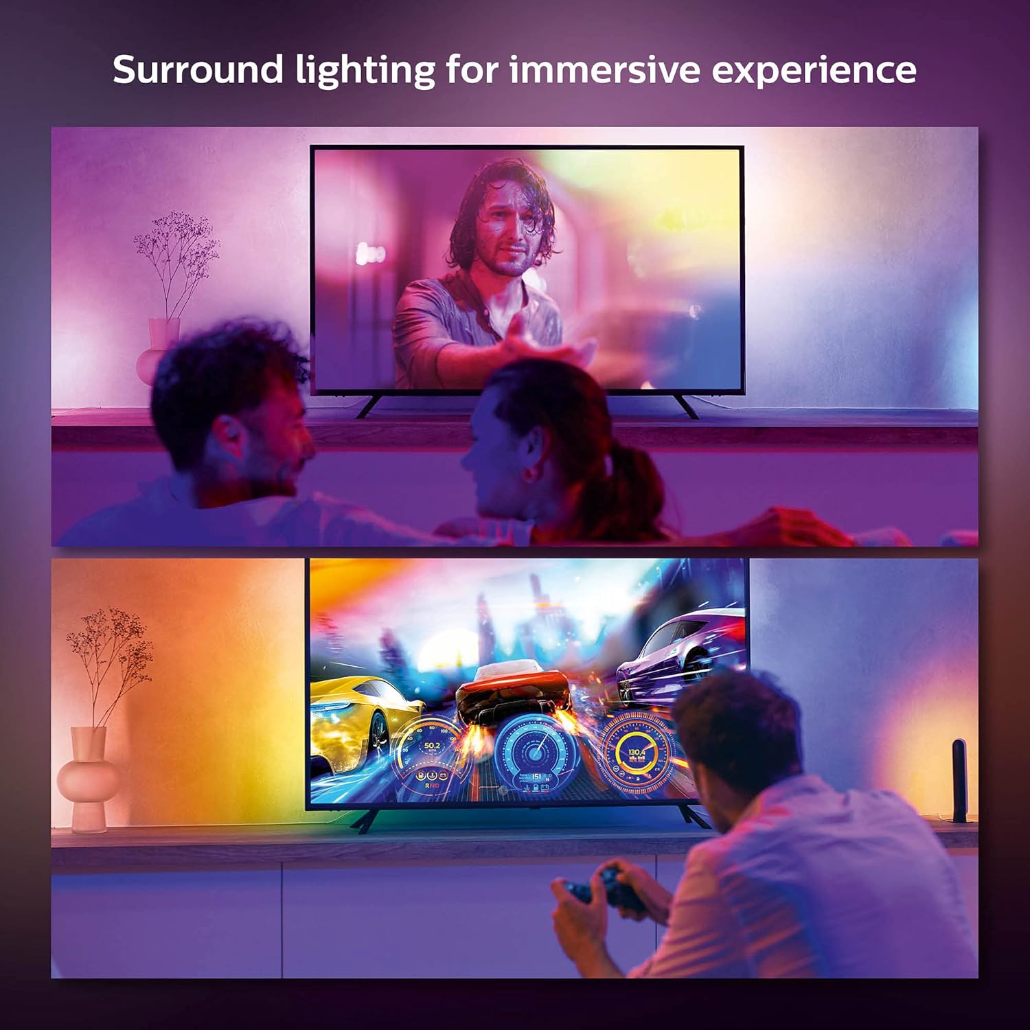 65-inch smart TV light strip, flowing color-changing LED light strip, multi-color TV backlight synced with music and games wourant
