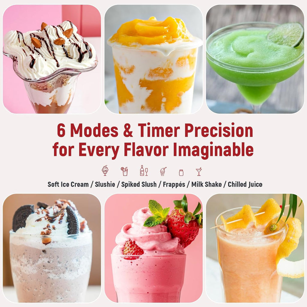 Slushie Machine: No Ice Needed All-in-One Slushy Maker for Home, Real-Time Temp Display, Auto-Clean, 6 Preset | Frozen Margaritas, Cocktails, Frappés, Ice Cream, Smoothies, Milkshakes,Summer Parties wourant