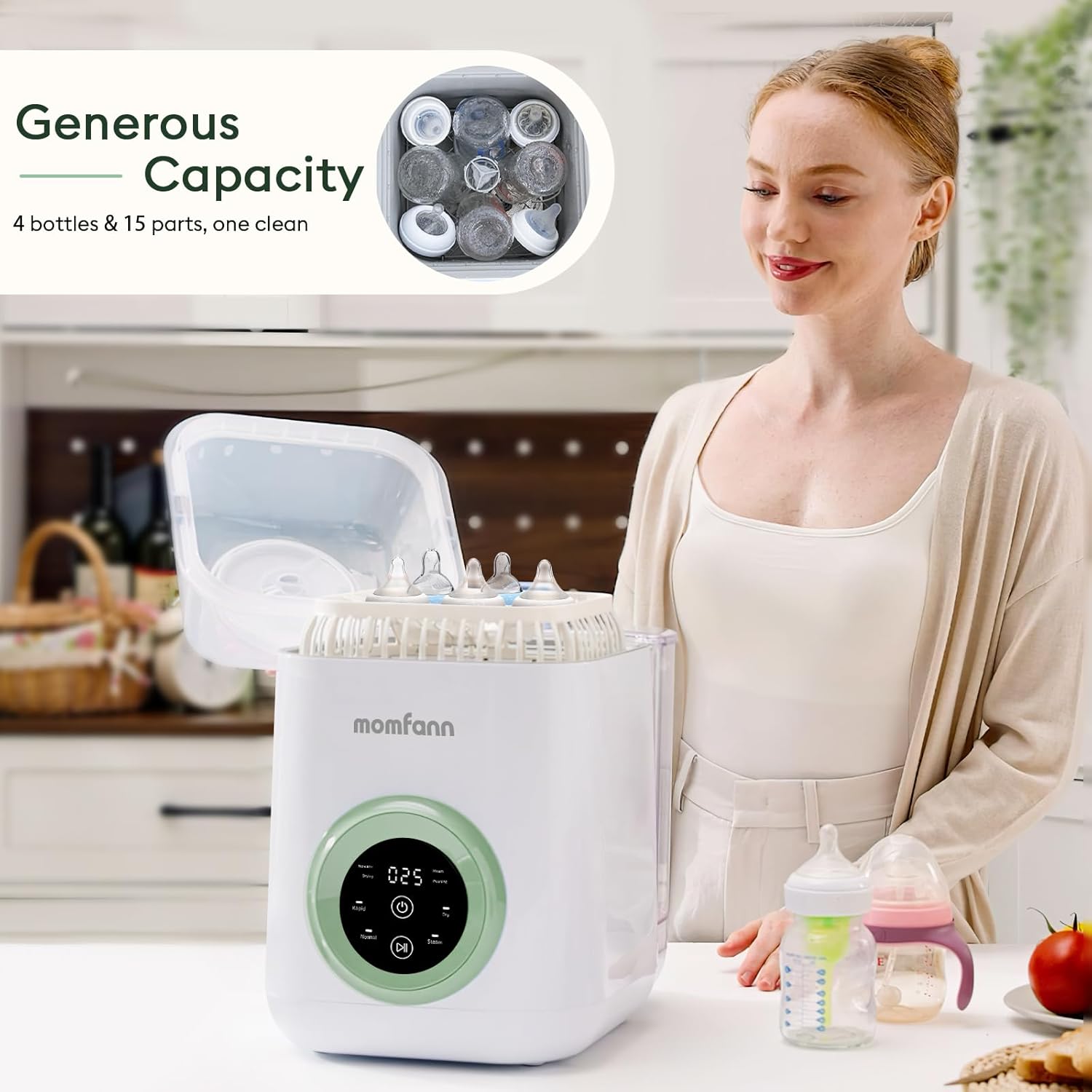 Baby Bottle Washer-19 Min Rapid Wash, Sterilizer and Dryer, All-in-One Cleaner, Bottles, Pump Parts & Baby Essentials wourant