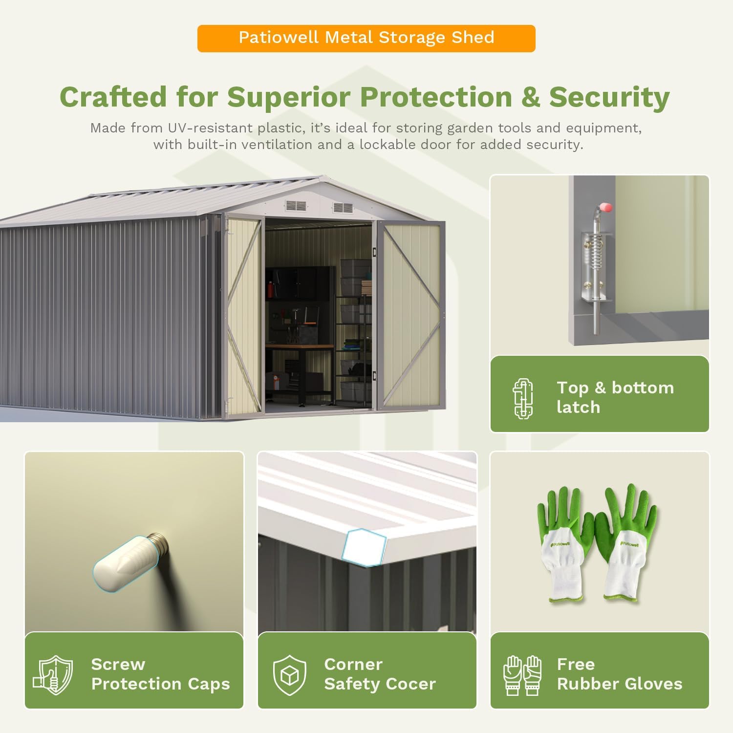 Patiowell 5x3 FT Outdoor Storage Shed Tool Shed with Sloping Roof and Lockable Door Metal Shed wourant