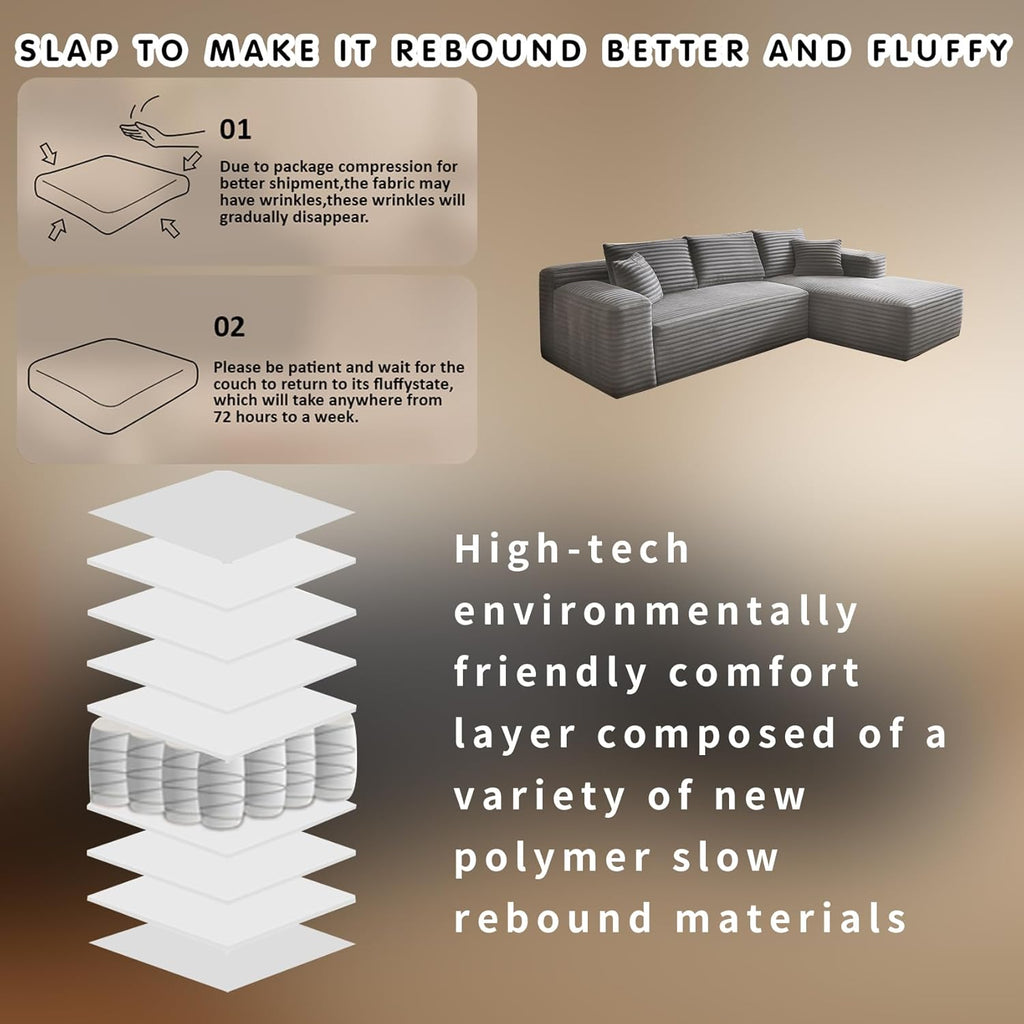 Cloud section sofa and L-shaped recliner modern modular sofa with deep seats wourant