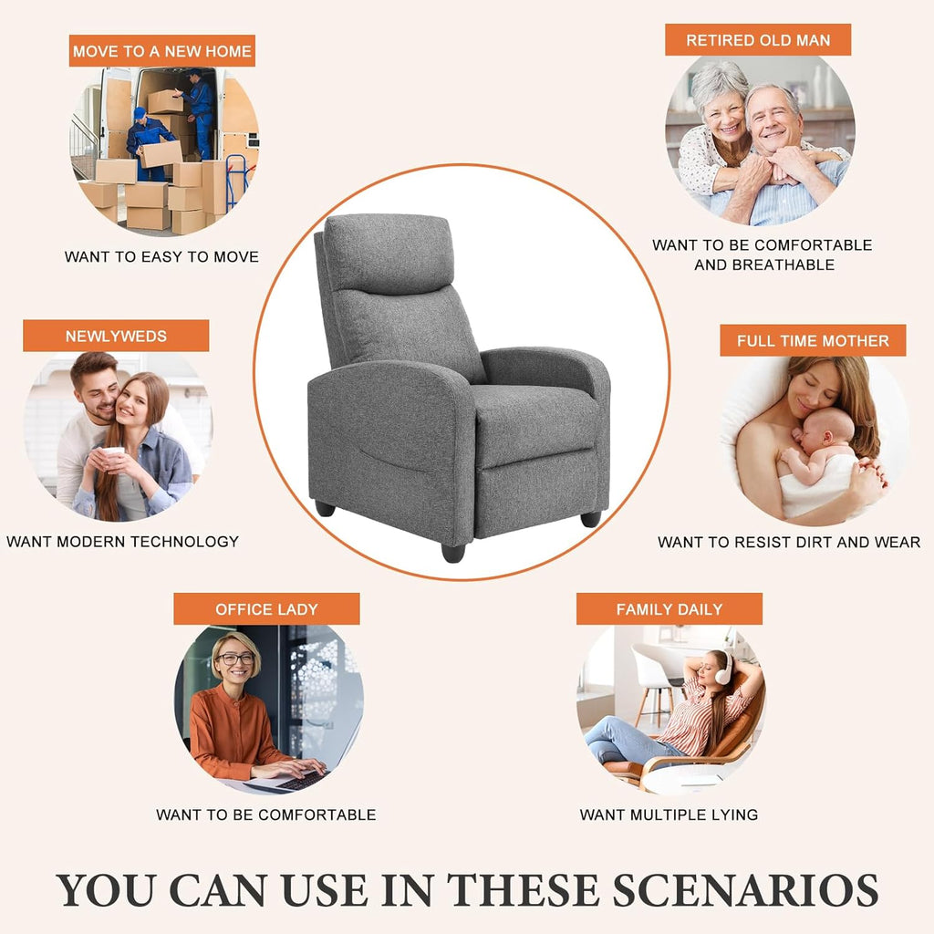 Sweetcrispy Recliner Chair, 360 Swivel Rocker Chair for Adults, Glider Rocker Recliners, Nursery Chairs for Living Room, High Back, Upholstered Deep Seat, Classical Brown wourant
