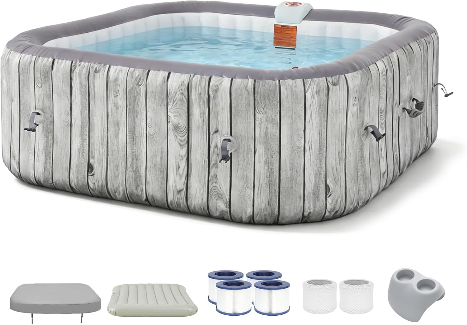 71" Inflatable Hot Tub 4 Person, Round Portable Outdoor Spa with 120 Soothing Air Jets wourant