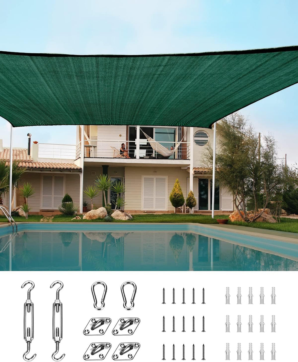 Quictent Sun Shade Sail for Patio, 185GSM Heavy Duty Rectangular Outdoor Sunshades UV Block Outside Canopy Cover for Backyard White and Grey Multi 20x26ft woonhhop