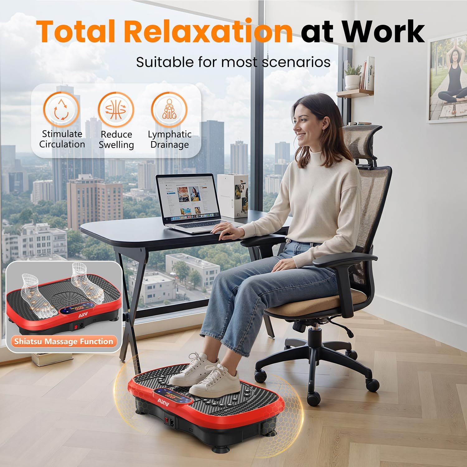 AXV Vibration Plate Fitness Platform Trainer Suitable for men and women to lose weight and burn fat at the gym wourant