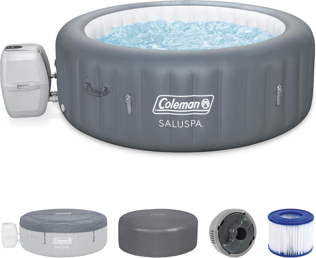 Bestway Palm Springs 4 to 6 Person EnergySense Smart AirJet Plus Inflatable Hot Tub Outdoor Spa with 140 AirJets and Insulated Cover wourant