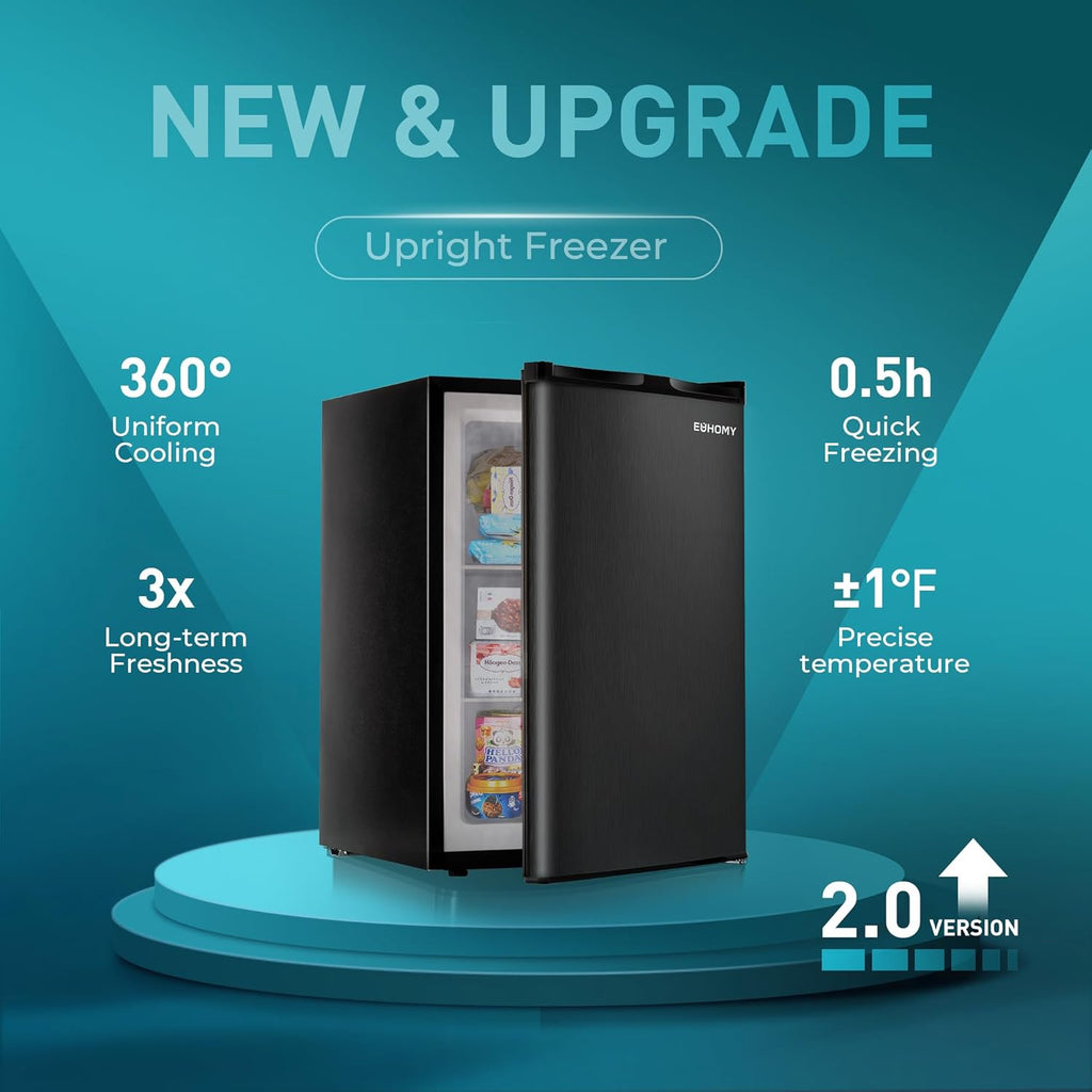 Upright freezer, 3.0Cubic Feet, Single Door Compact Mini Freezer with Reversible Door Small freezer for Home/Dorms/Apartment/Office wourant