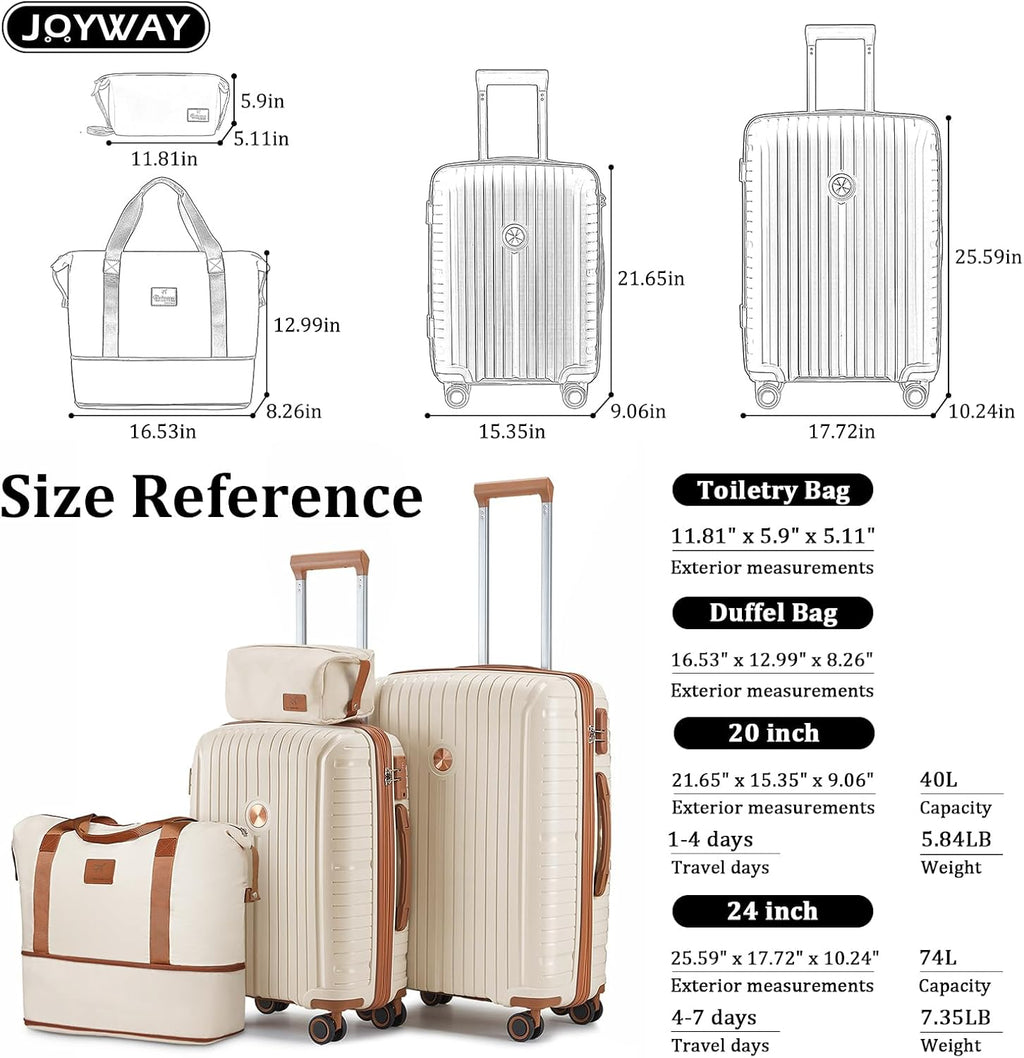 5-piece PP hardshell lightweight travel carry-on luggage set with dual spinner wheels and TSA lock wourant