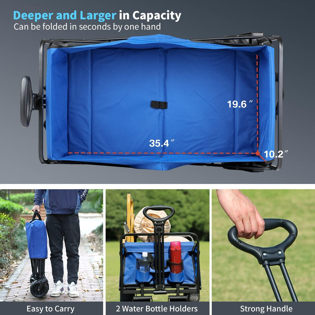 Heavy Duty 350 lb Capacity Foldable Caravan, Outdoor Folding Camping Caravan, Portable Grocery Cart, Adjustable Rolling Cart wourant