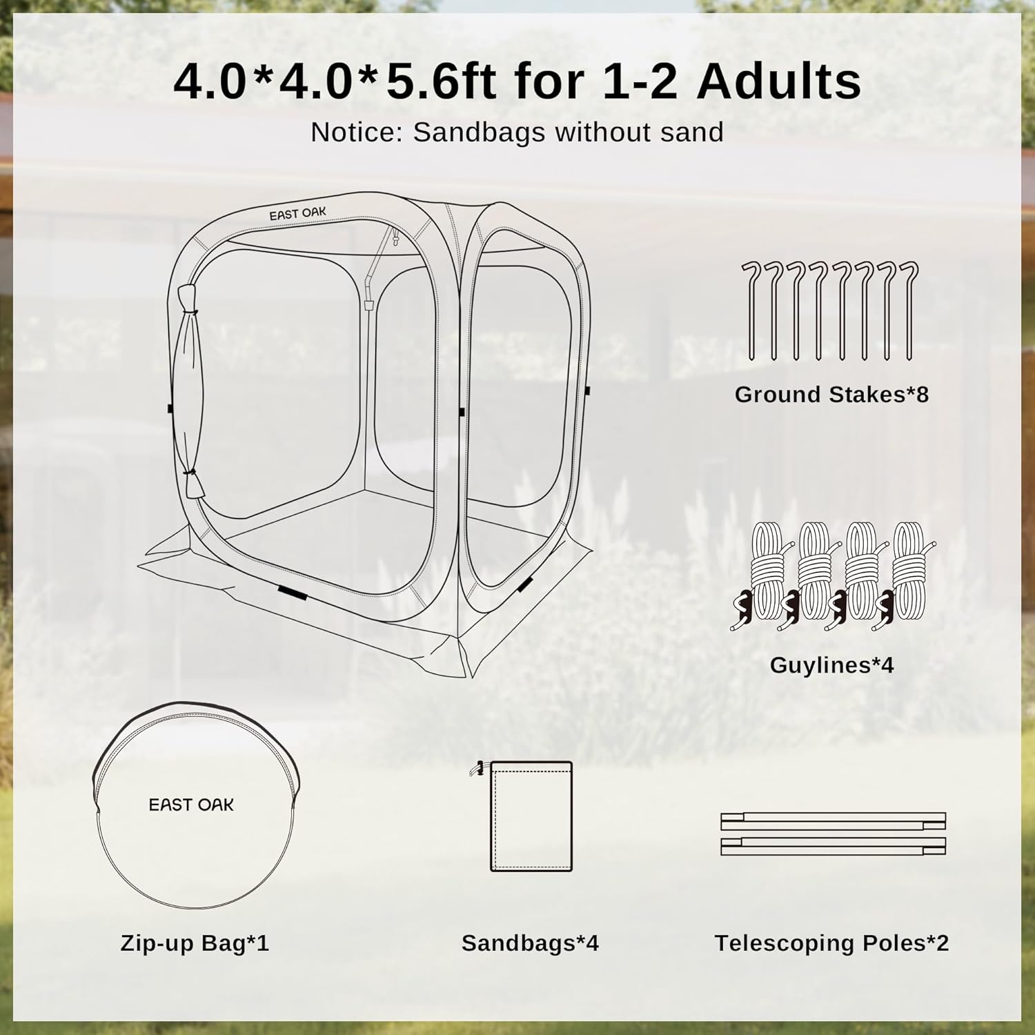 EAST OAK Screen House Tent Pop-Up, Portable Screen Room Canopy Instant Screen Tent 10 x 10 FT with Carry Bag for Patio, Backyard, Deck & Outdoor Activities, Beige wourant