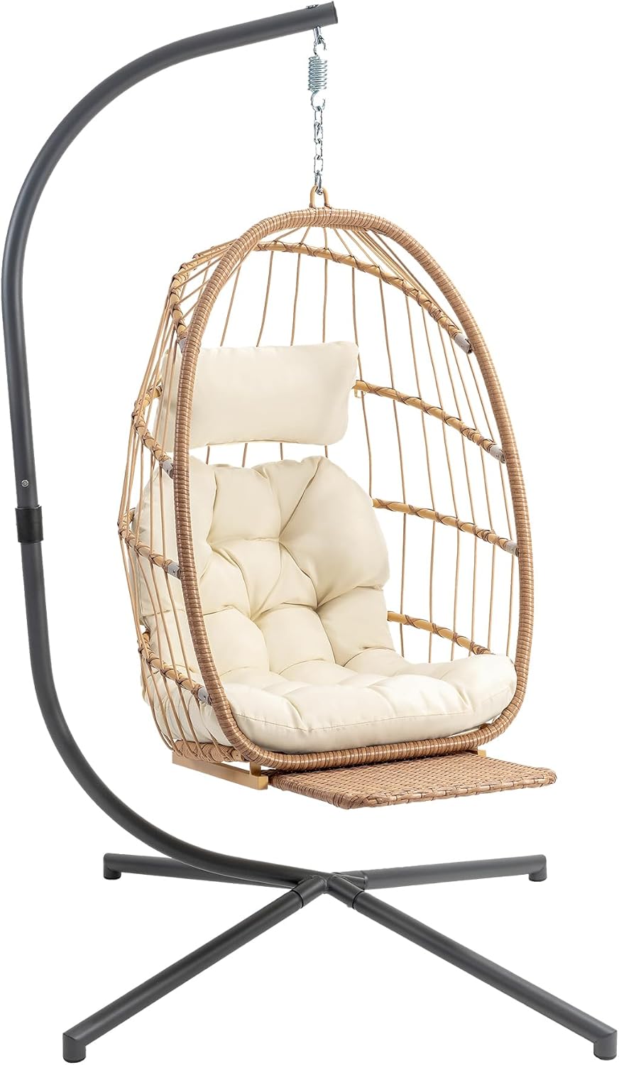 Yechen Indoor Outdoor Egg Hanging Chair Patio Wicker Swing Egg Chair Indoor Swinging Chair wourant