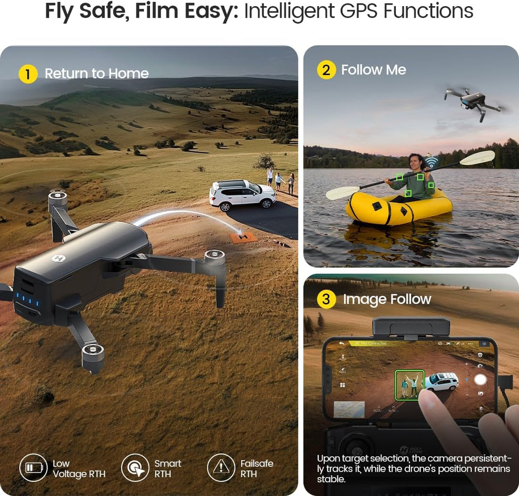 Holy Stone GPS Drone with 4K UHD Camera for Adults Beginner; HS360S 249g Foldable FPV RC Quadcopter with 10000 Feet Control Range, Brushless Motor, Follow Me, Smart Return Home, 5G Transmission wourant