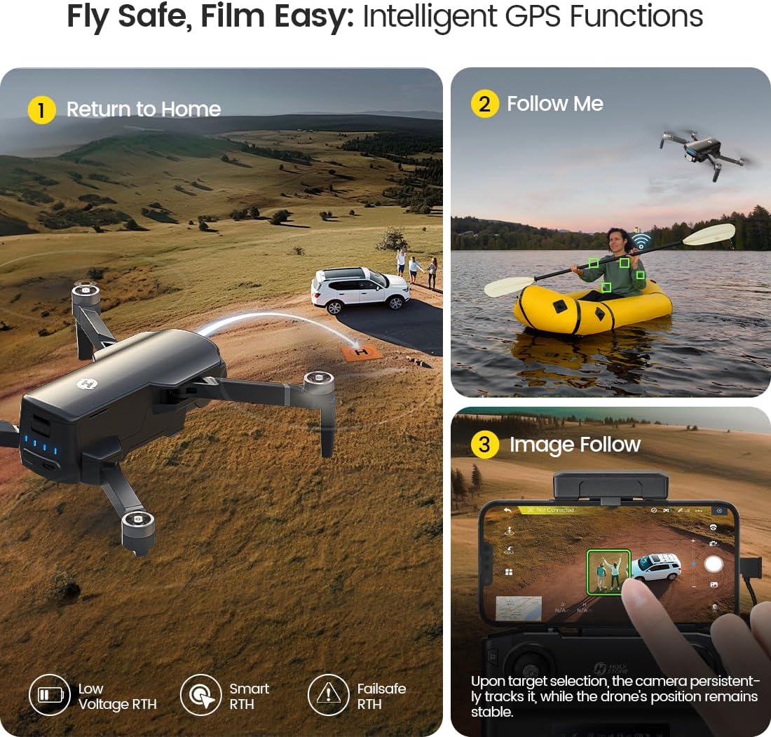 Holy Stone GPS Drone with 4K UHD Camera for Adults Beginner; HS360S 249g Foldable FPV RC Quadcopter with 10000 Feet Control Range, Brushless Motor, Follow Me, Smart Return Home, 5G Transmission wourant