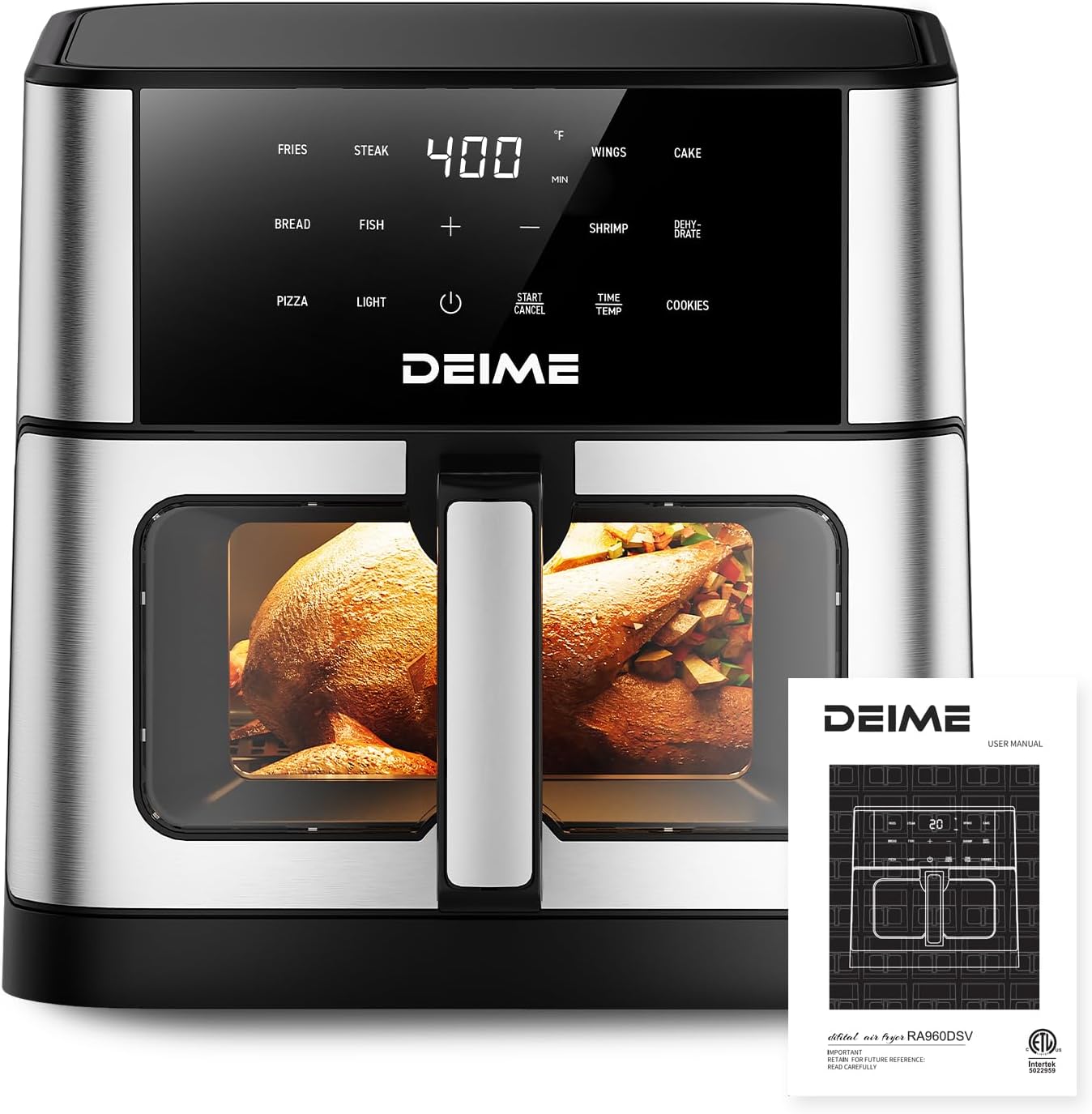 DEIME Air Fryer 10.2 QT Oilless 1700W Large Capacity Oven Air Fryers wourant